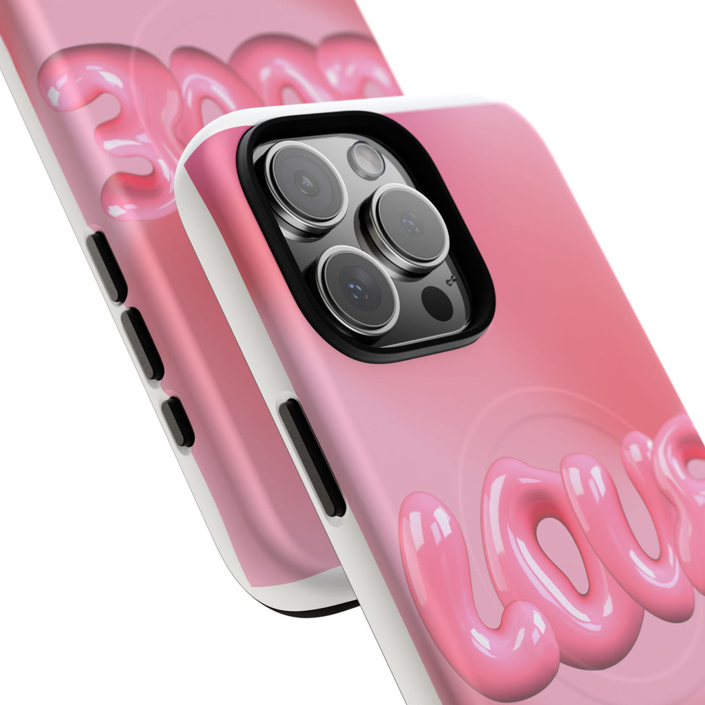 Phone Case — Pink "LOVE" 3D Bubble Tough Magnetic Protective Case