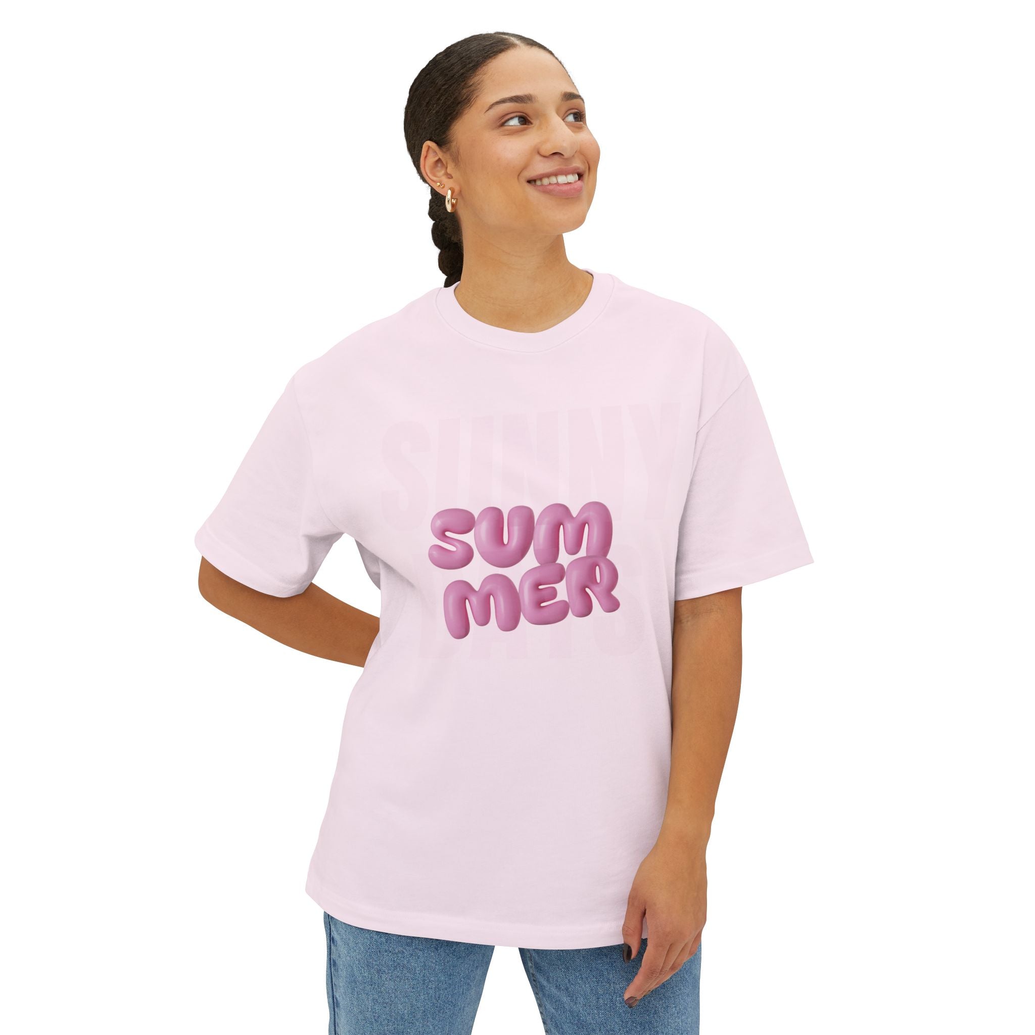 Unisex Summer Bubble Tee — Pink Puffed Letter Graphic T-Shirt