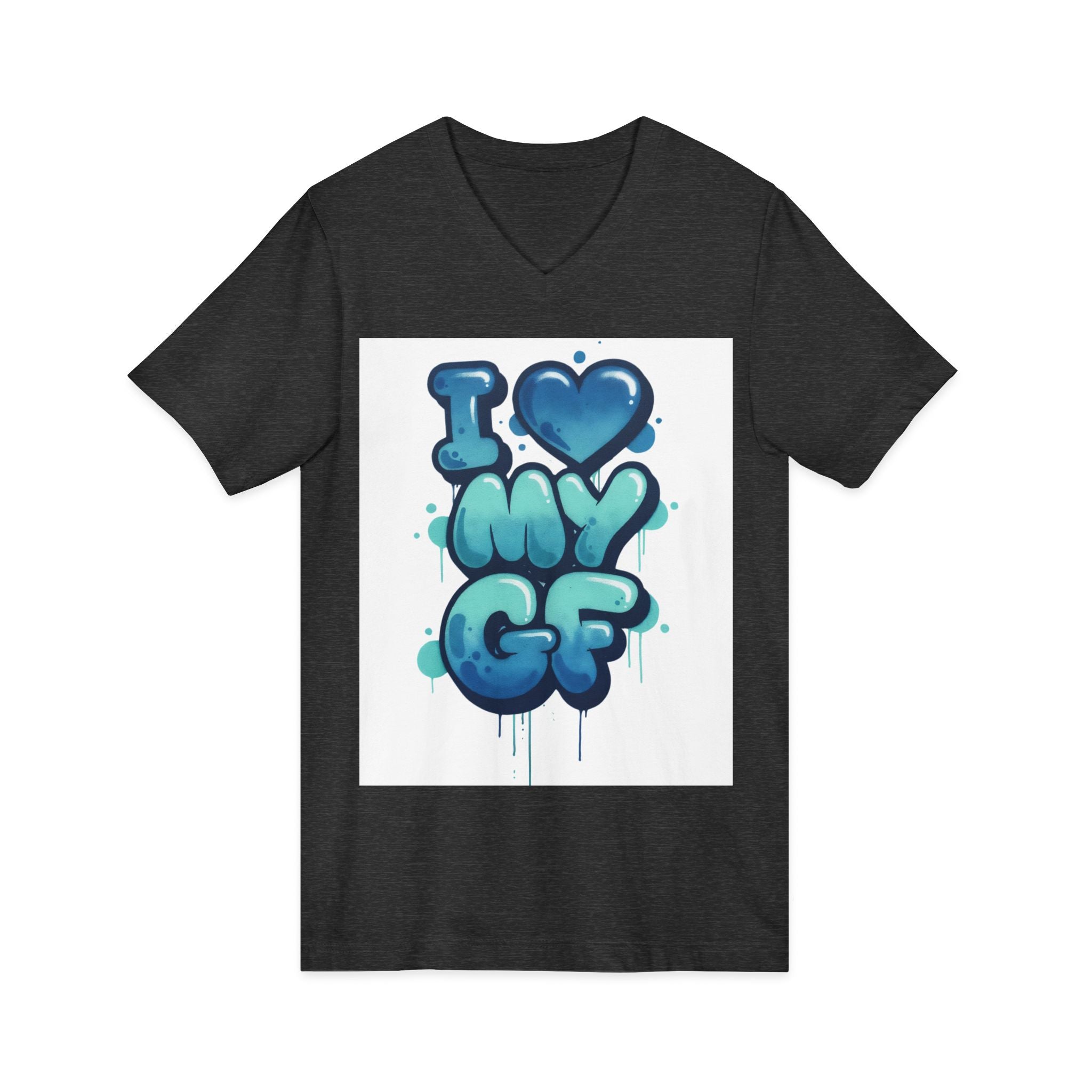 Unisex I Love My GF V-Neck T-Shirt — Cute Graffiti Couple Tee