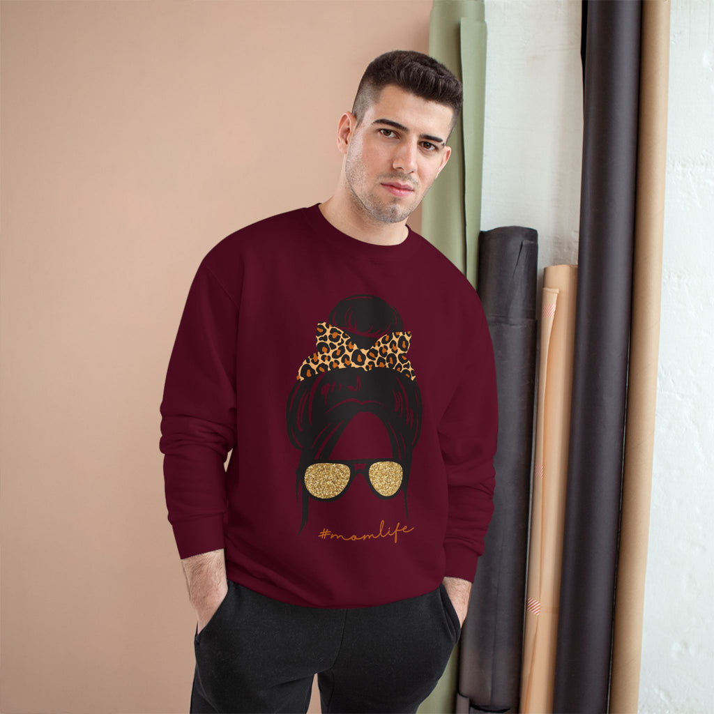 Women’s Leopard Messy Bun Sweatshirt — Mama Life Crewneck