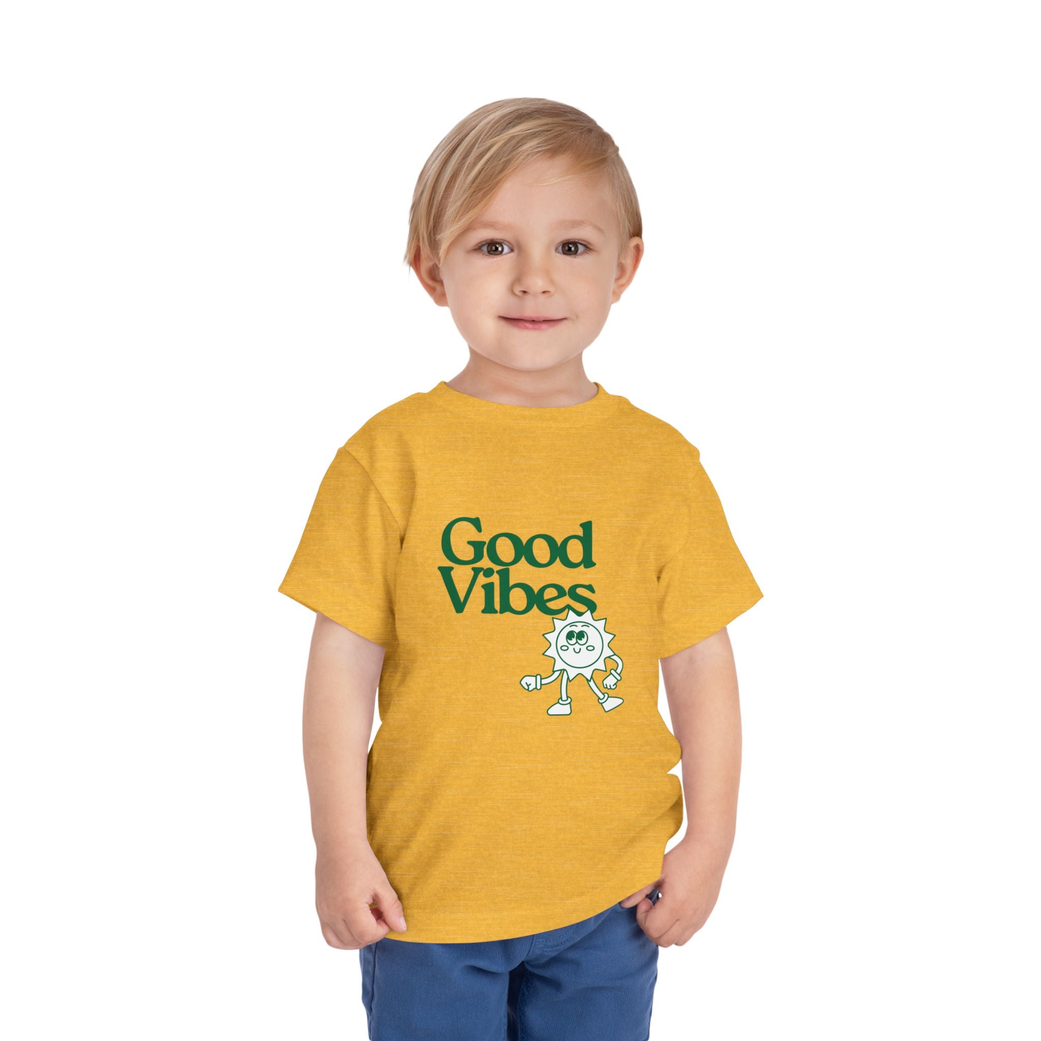 Good Vibes Toddler Tee — Cute Retro Sun Graphic Kids T‑Shirt