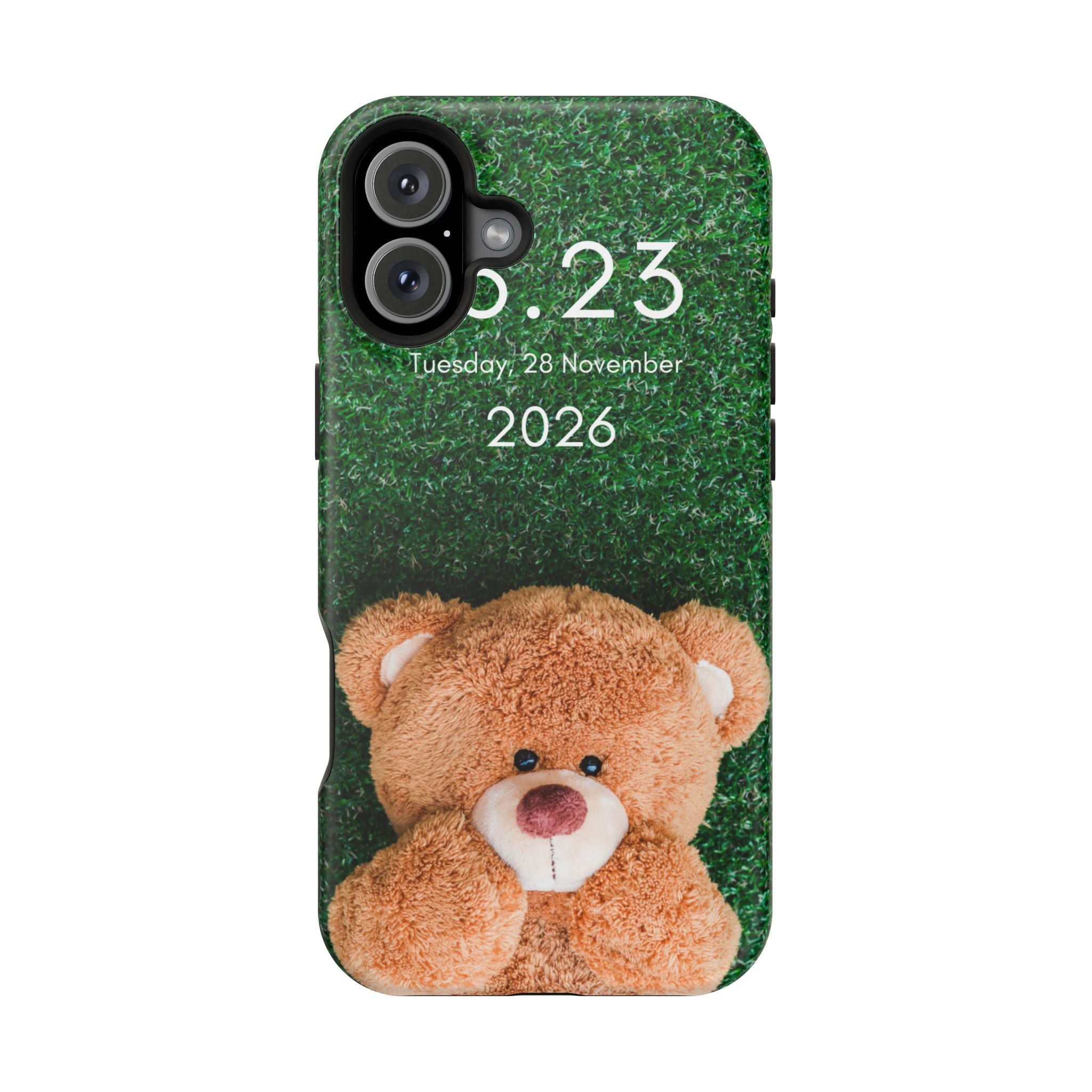 Teddy Bear Grass Phone Case — Cute Plush Toy Design Impact-Resistant Case