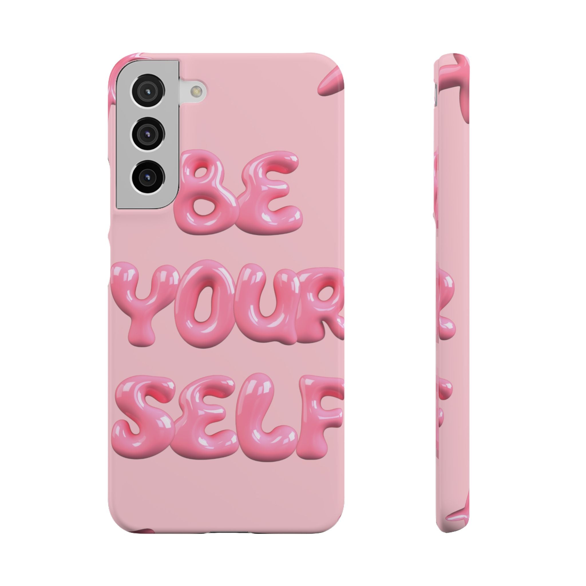 Phone Case - "Be Yourself" Pink Bubble Typography Snap Case
