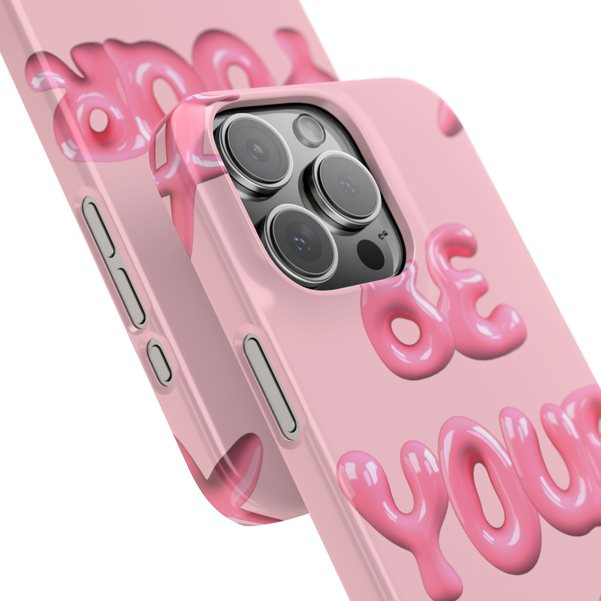 Phone Case - "Be Yourself" Pink Bubble Typography Snap Case