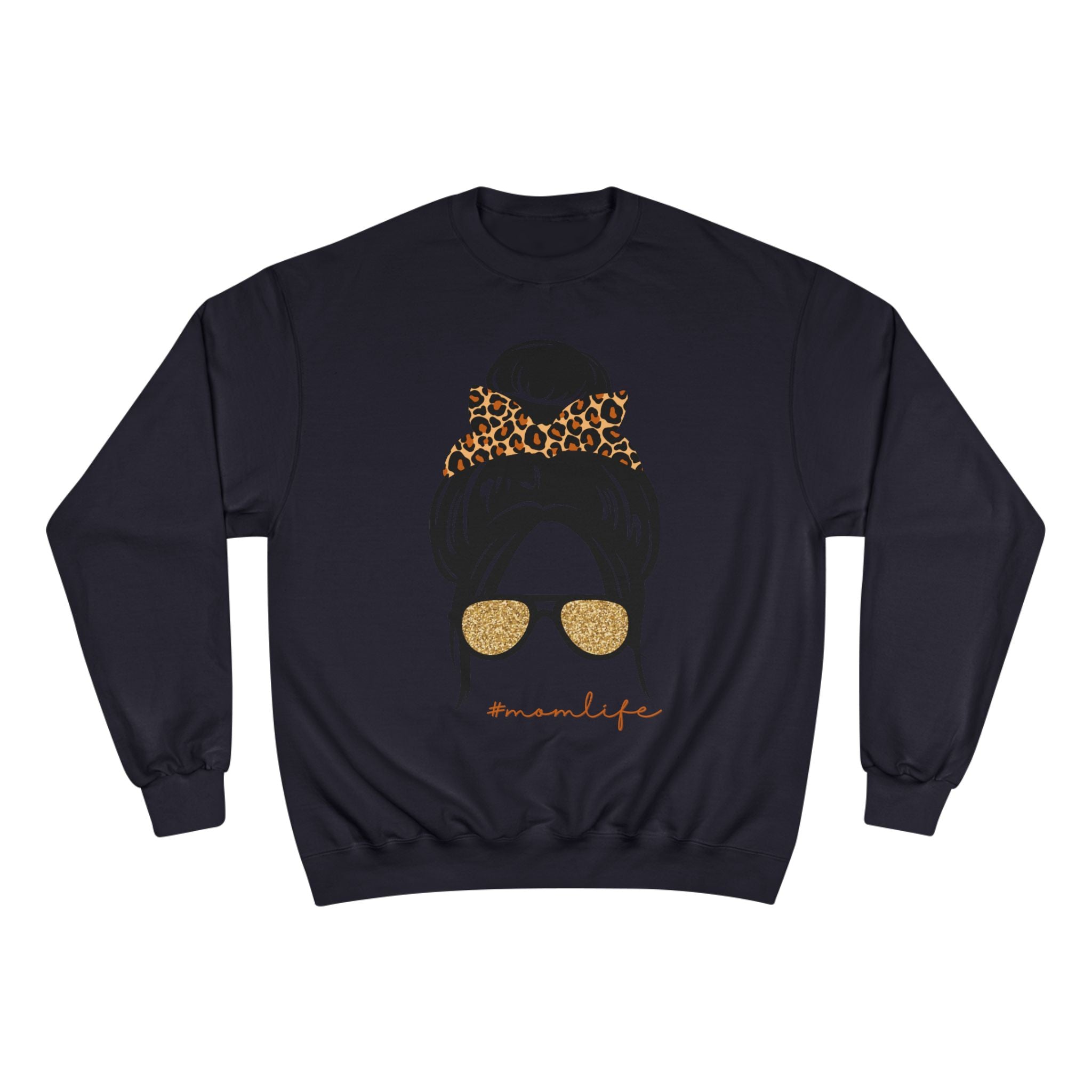 Women’s Leopard Messy Bun Sweatshirt — Mama Life Crewneck