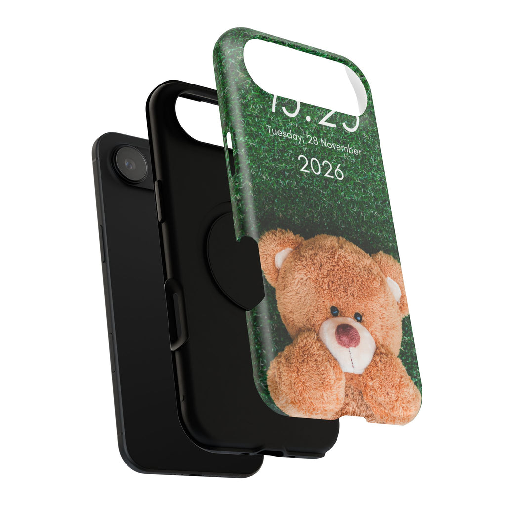Teddy Bear Grass Phone Case — Cute Plush Toy Design Impact-Resistant Case