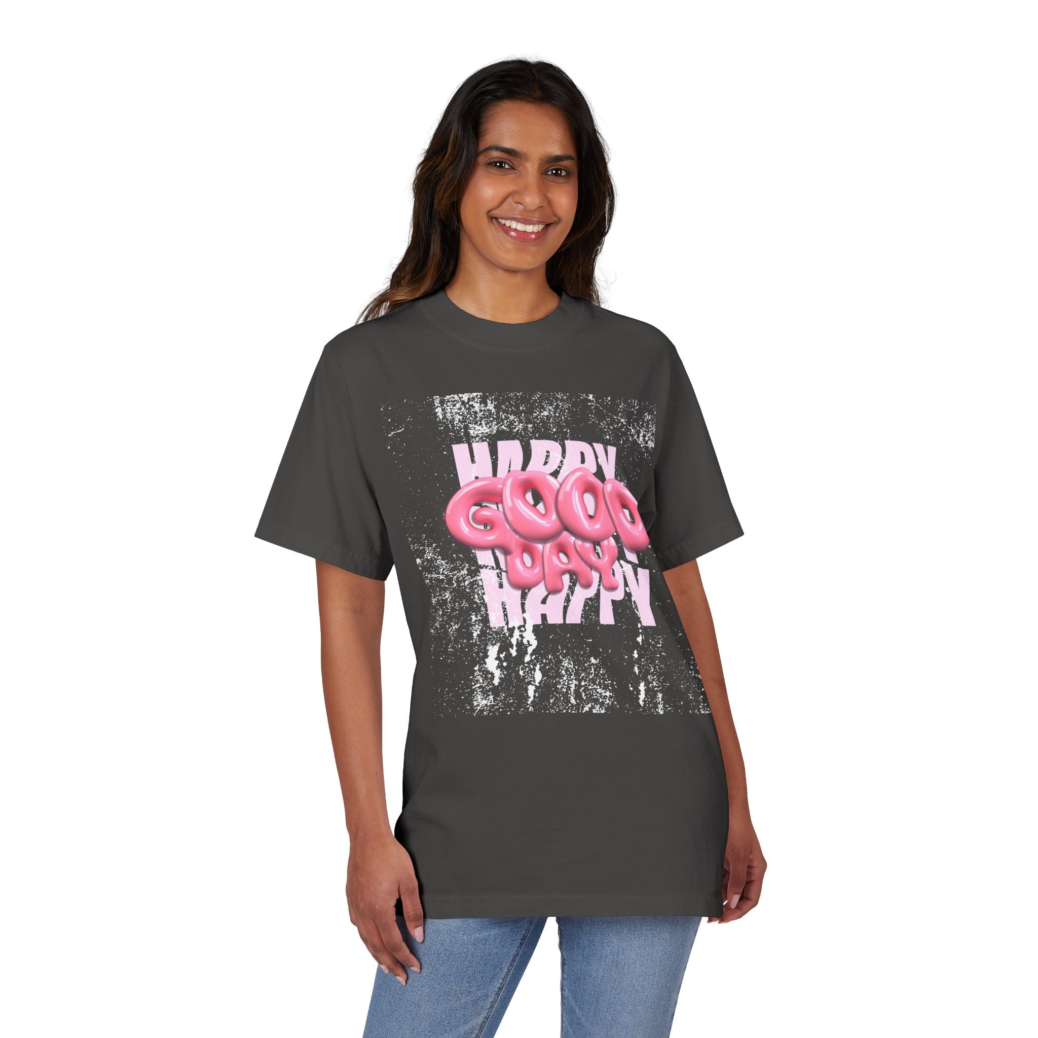 T-Shirt — Pink 'Good Day' Balloon Text Graphic Tee