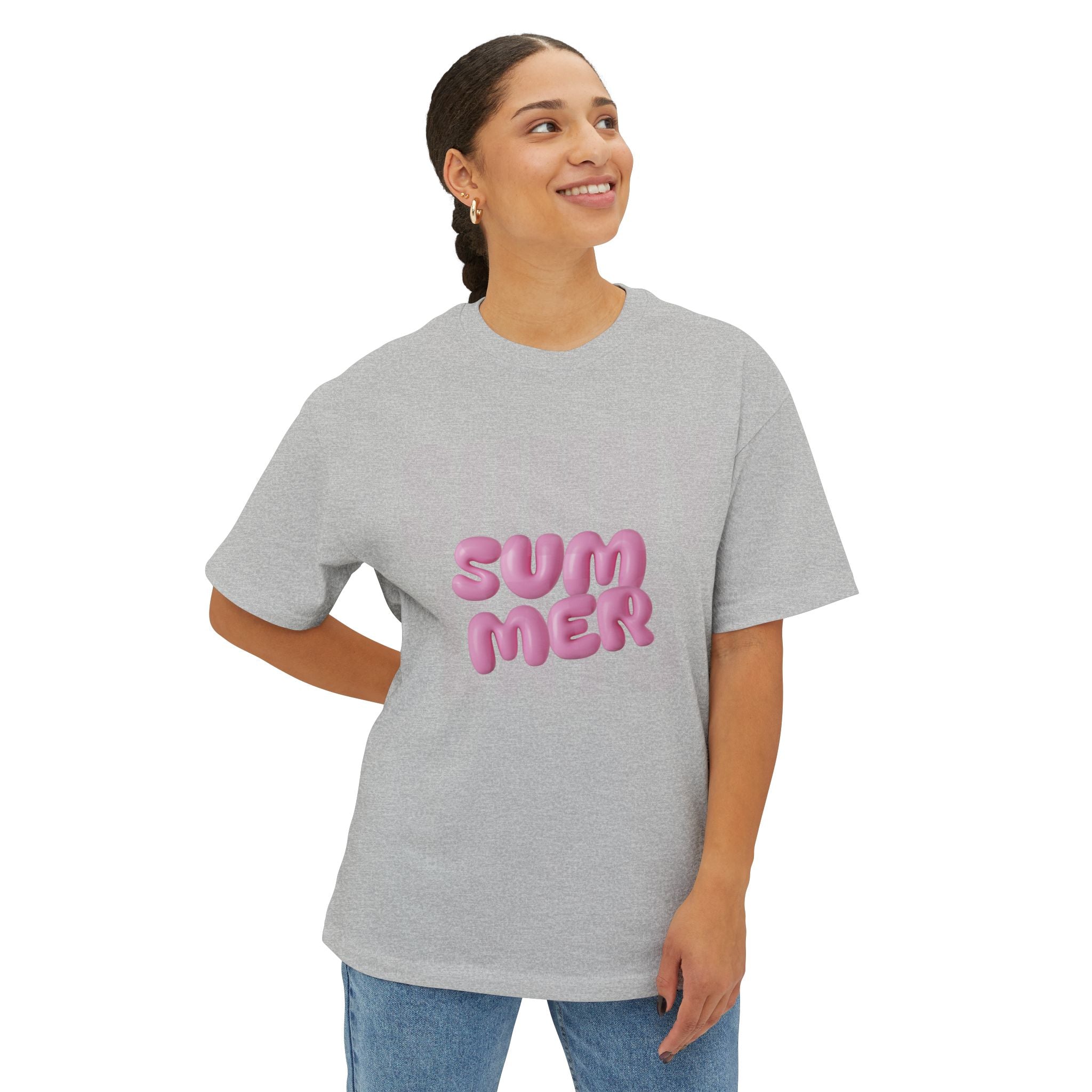 Unisex Summer Bubble Tee — Pink Puffed Letter Graphic T-Shirt