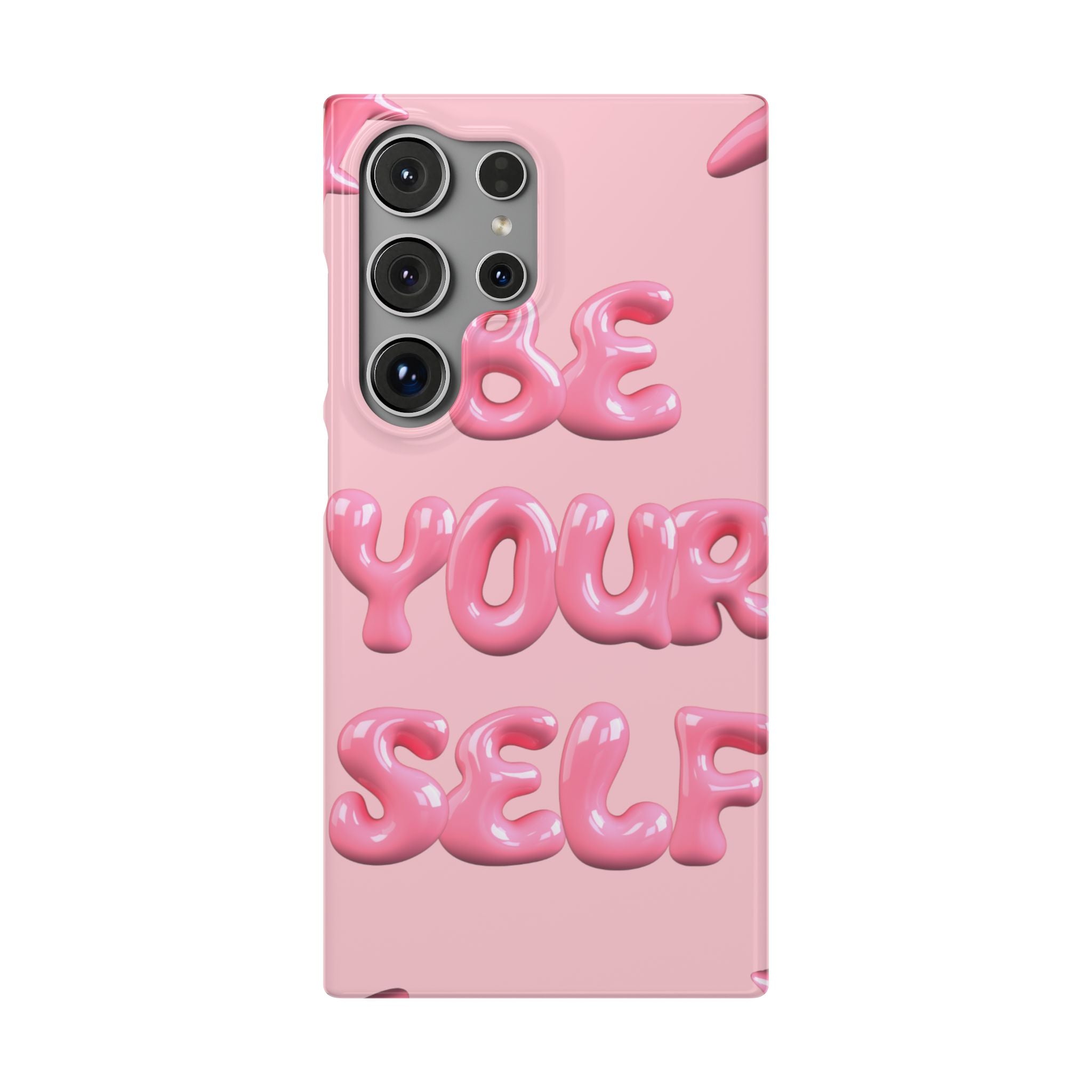 Phone Case - "Be Yourself" Pink Bubble Typography Snap Case