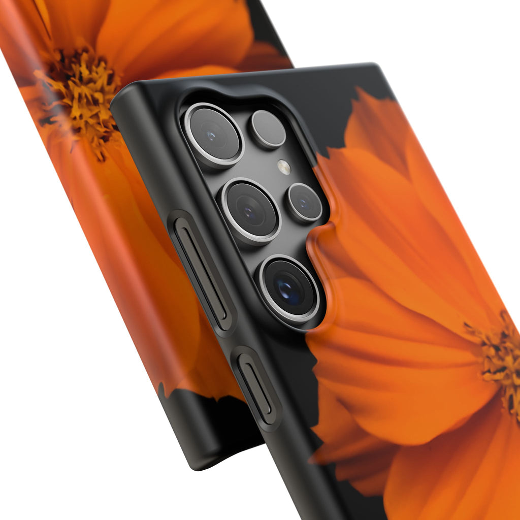Phone Case - Orange Cosmos Floral Snap Case | Slim Protective Flower Design