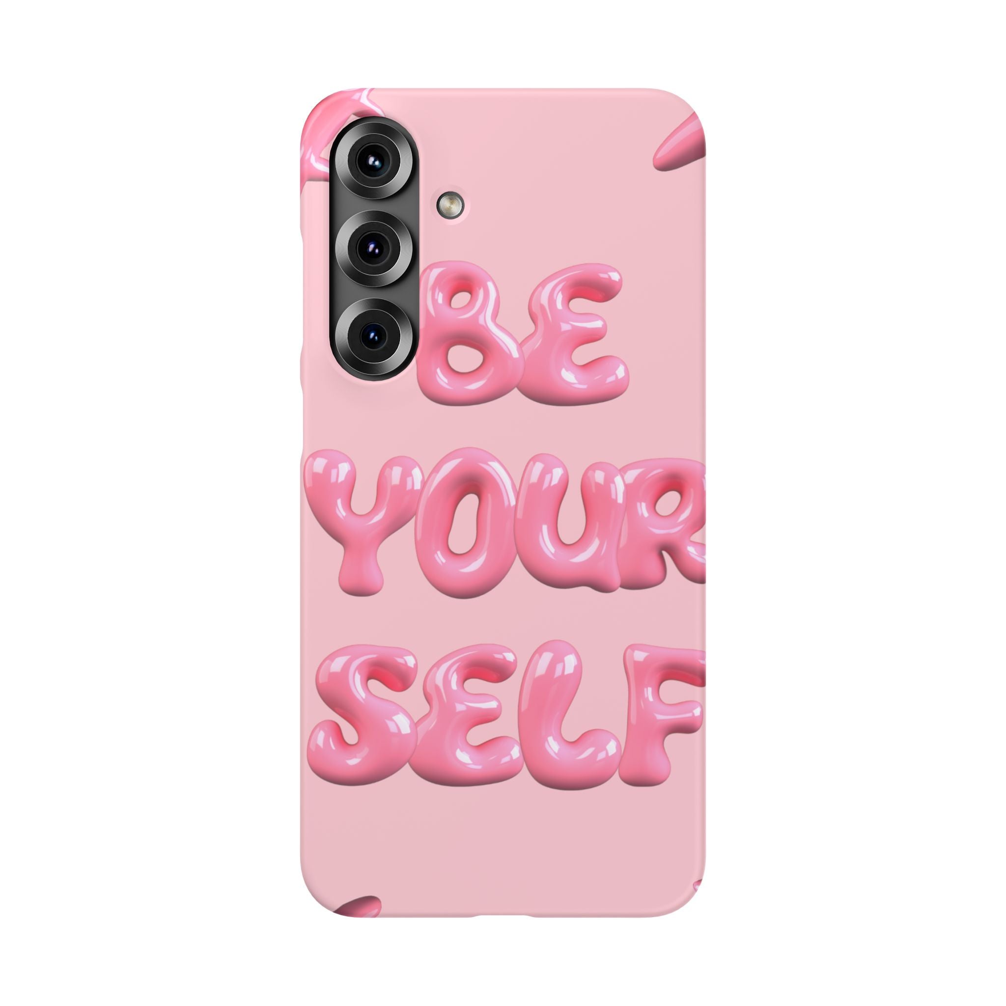 Phone Case - "Be Yourself" Pink Bubble Typography Snap Case