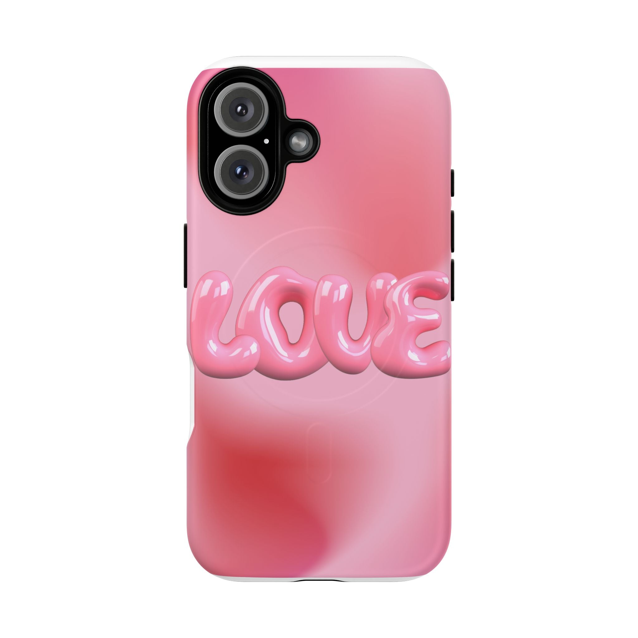 Phone Case — Pink "LOVE" 3D Bubble Tough Magnetic Protective Case