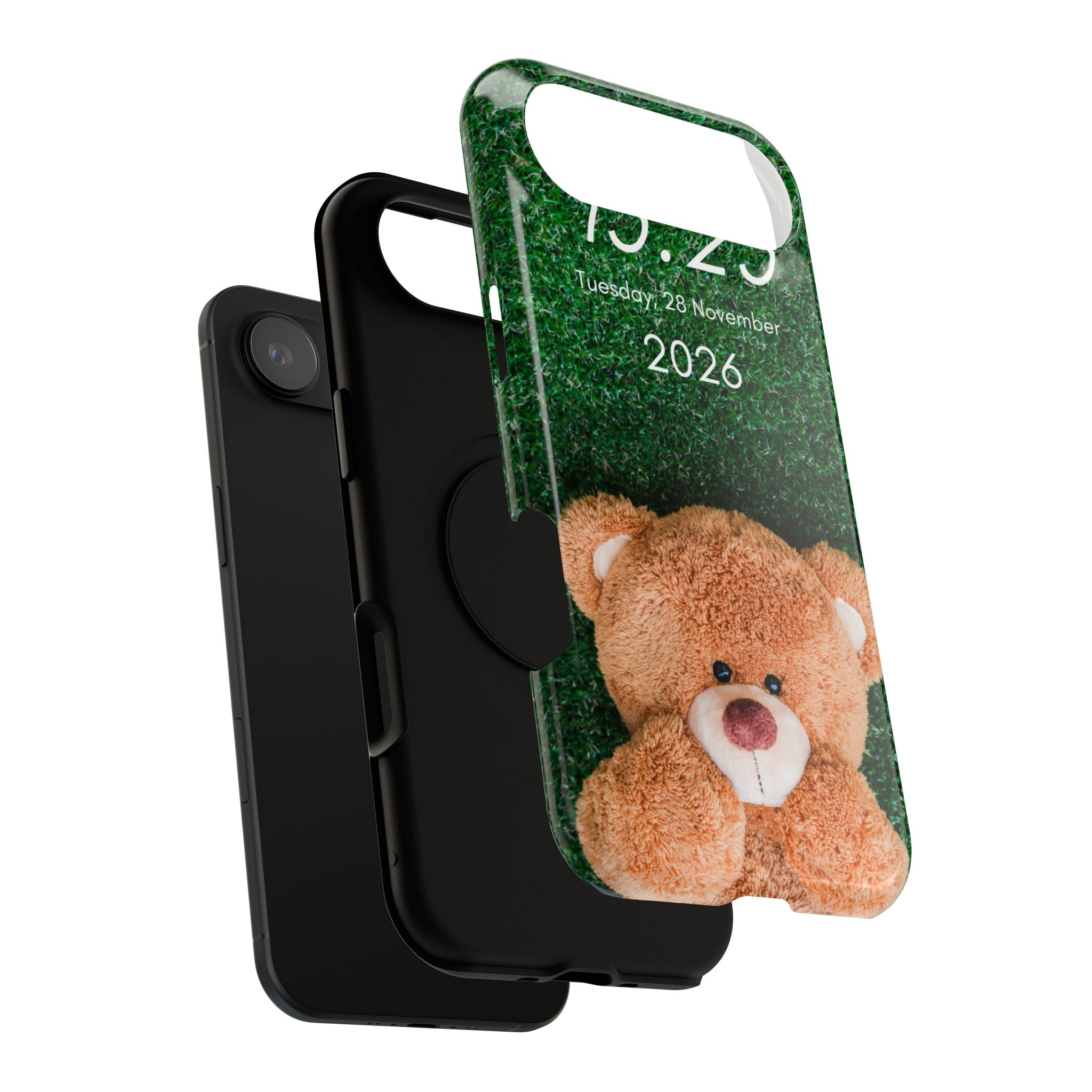 Teddy Bear Grass Phone Case — Cute Plush Toy Design Impact-Resistant Case