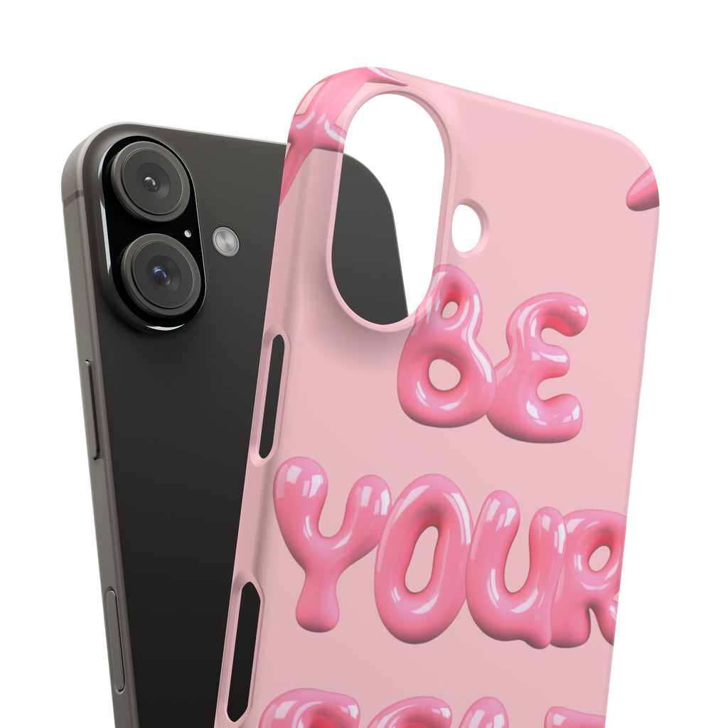 Phone Case - "Be Yourself" Pink Bubble Typography Snap Case