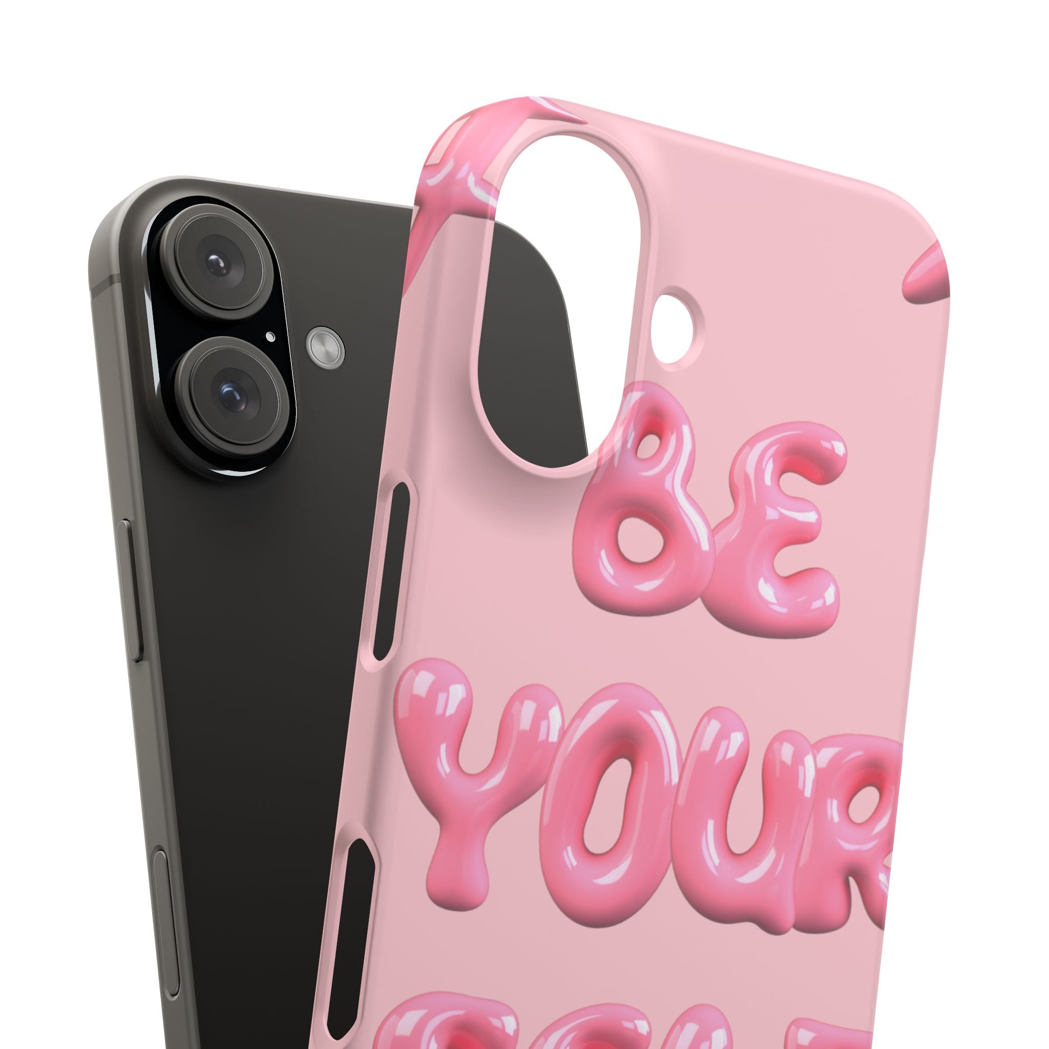 Phone Case - "Be Yourself" Pink Bubble Typography Snap Case