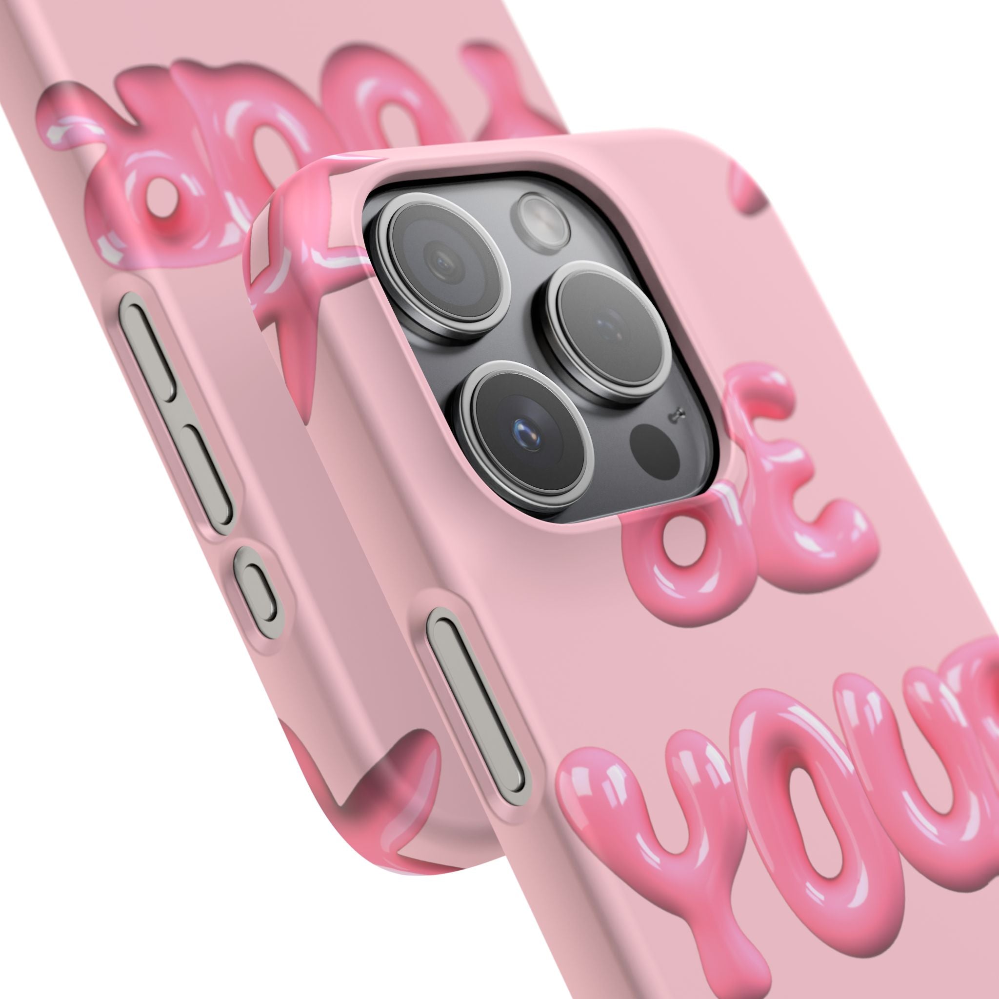 Phone Case - "Be Yourself" Pink Bubble Typography Snap Case