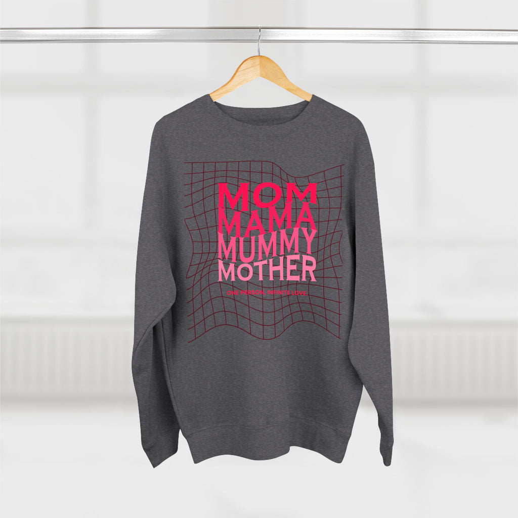 Unisex Mom • Mama • Mummy • Mother Grid Crewneck Sweatshirt — Retro Pink Typography