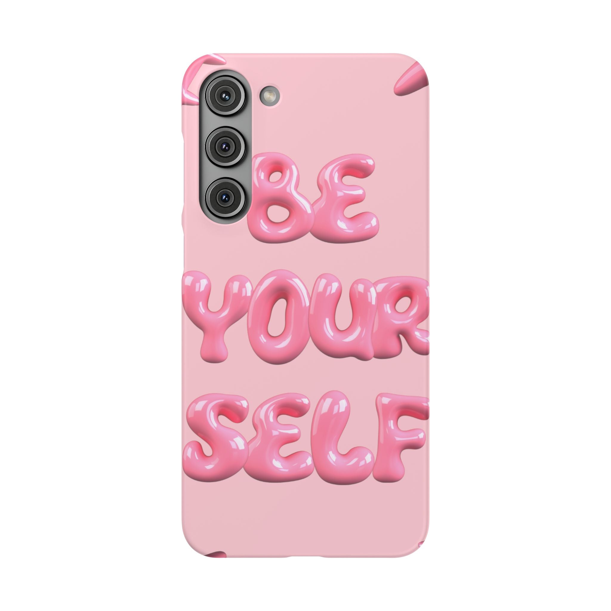 Phone Case — Pink "Be Yourself" Self-Love Protective Snap Case