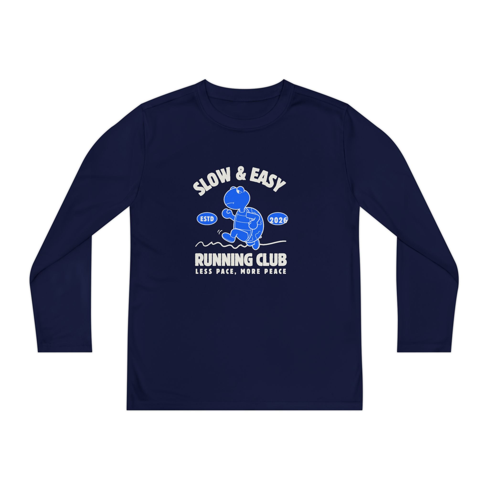Youth Long Sleeve Tee — "Slow & Easy" Blue Turtle Surf Club Graphic