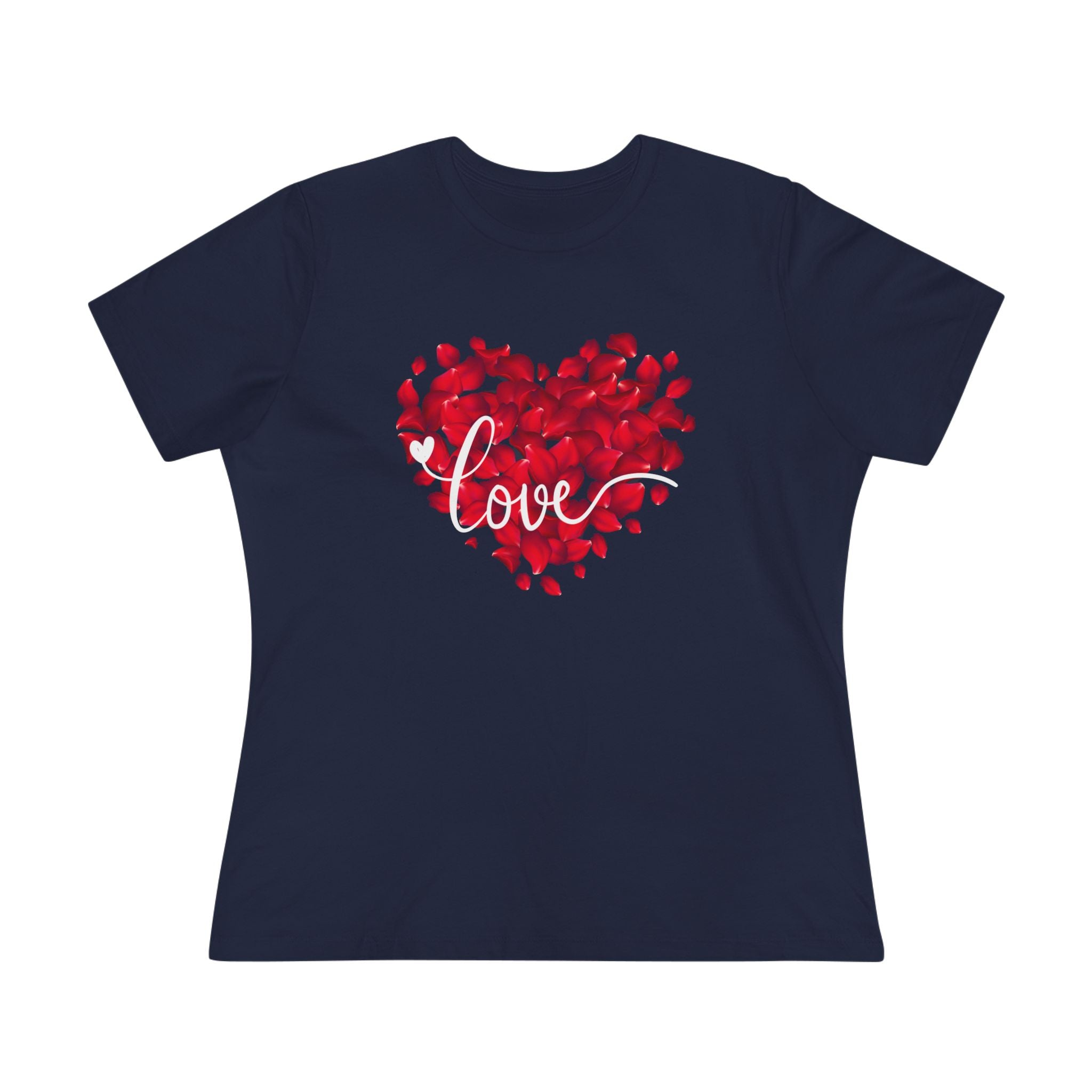 Women's Tee — Red Petal Heart 'Love' Graphic Valentine's Shirt