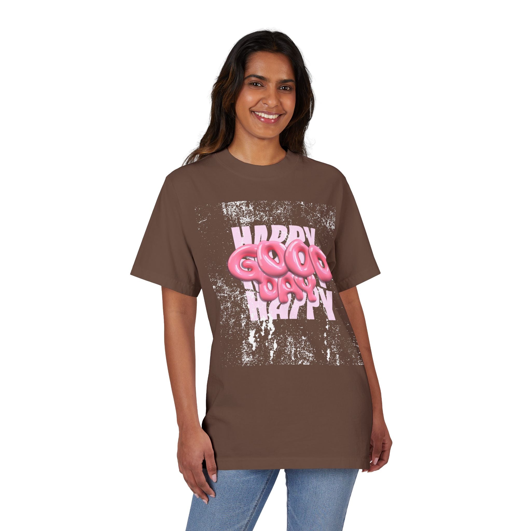 T-Shirt — Pink 'Good Day' Balloon Text Graphic Tee
