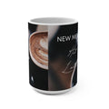 Coffee Shop 15oz Mug — "New Menu" Hot Latte Photo Ceramic Mug