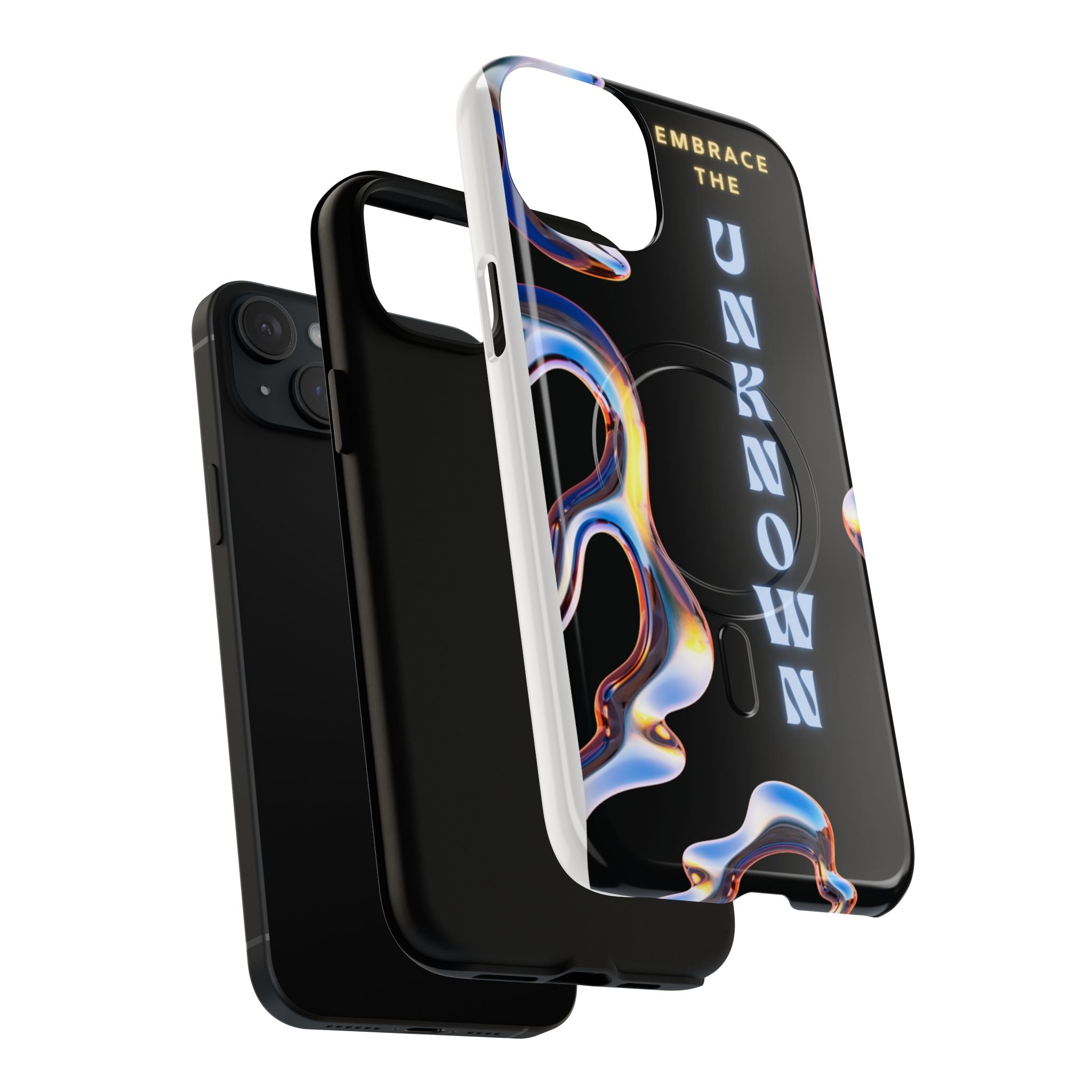 Tough Magnetic Case — "Embrace the Unknown" Black Iridescent Phone Cover