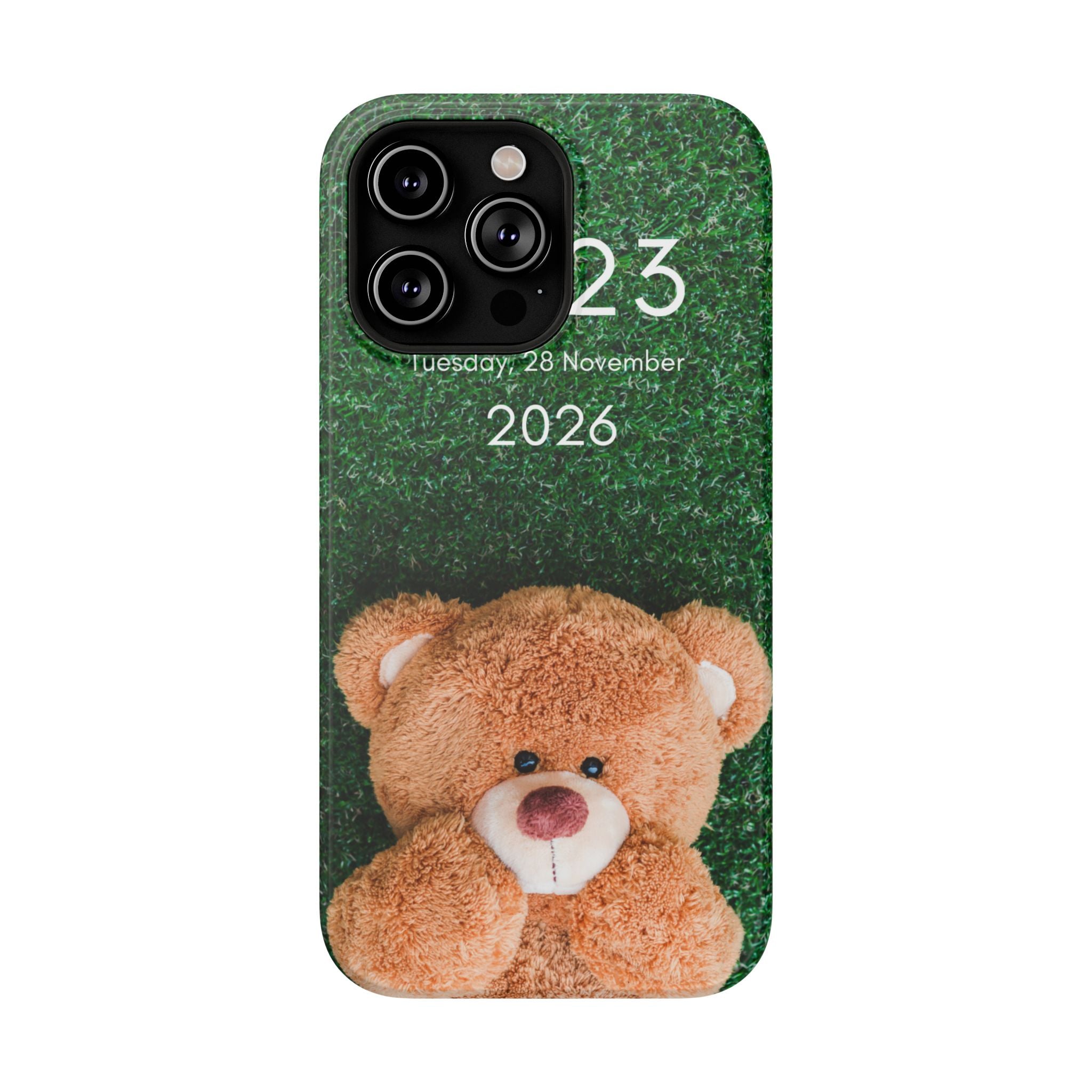 Teddy Bear Grass Phone Case — Cute Plush Toy Design Impact-Resistant Case