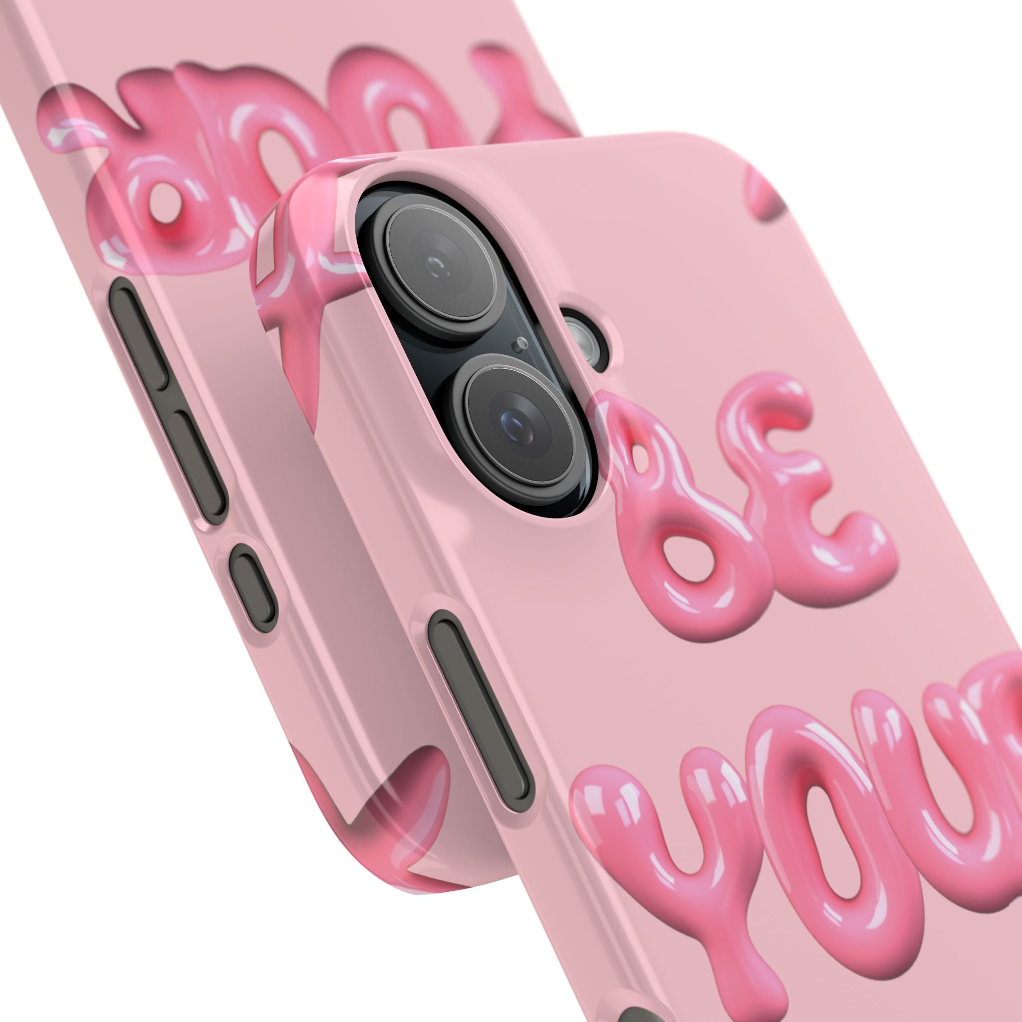 Phone Case - "Be Yourself" Pink Bubble Typography Snap Case
