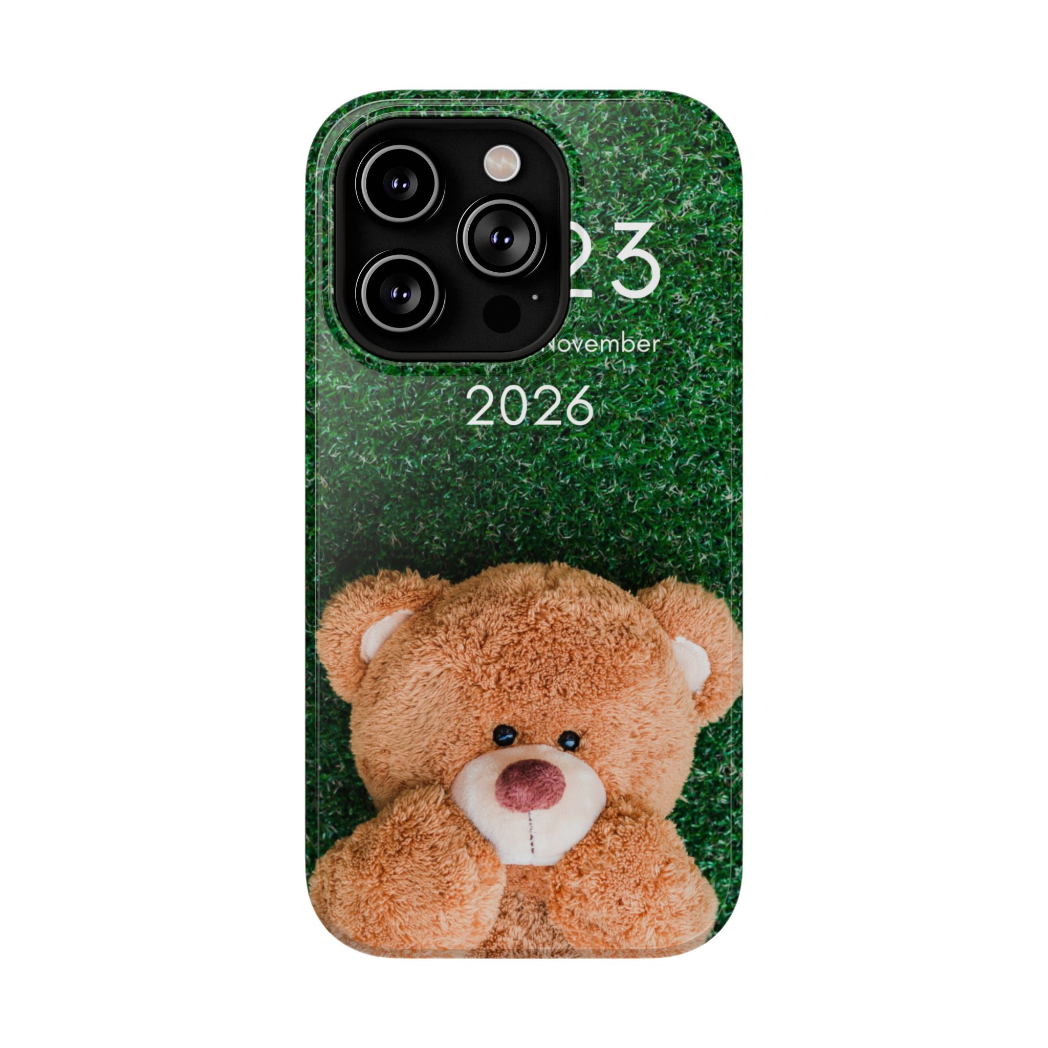 Teddy Bear Grass Phone Case — Cute Plush Toy Design Impact-Resistant Case