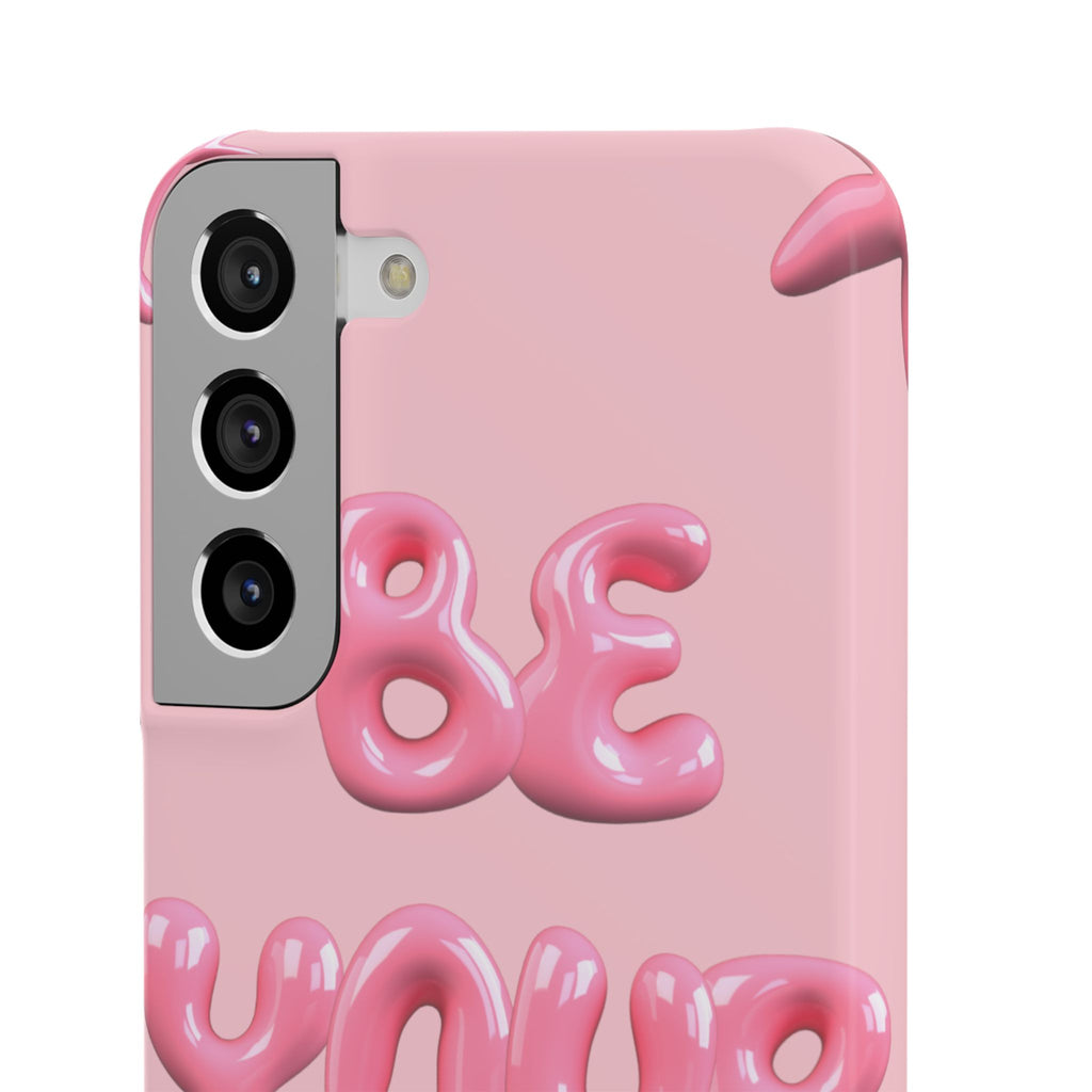 Phone Case - "Be Yourself" Pink Bubble Typography Snap Case