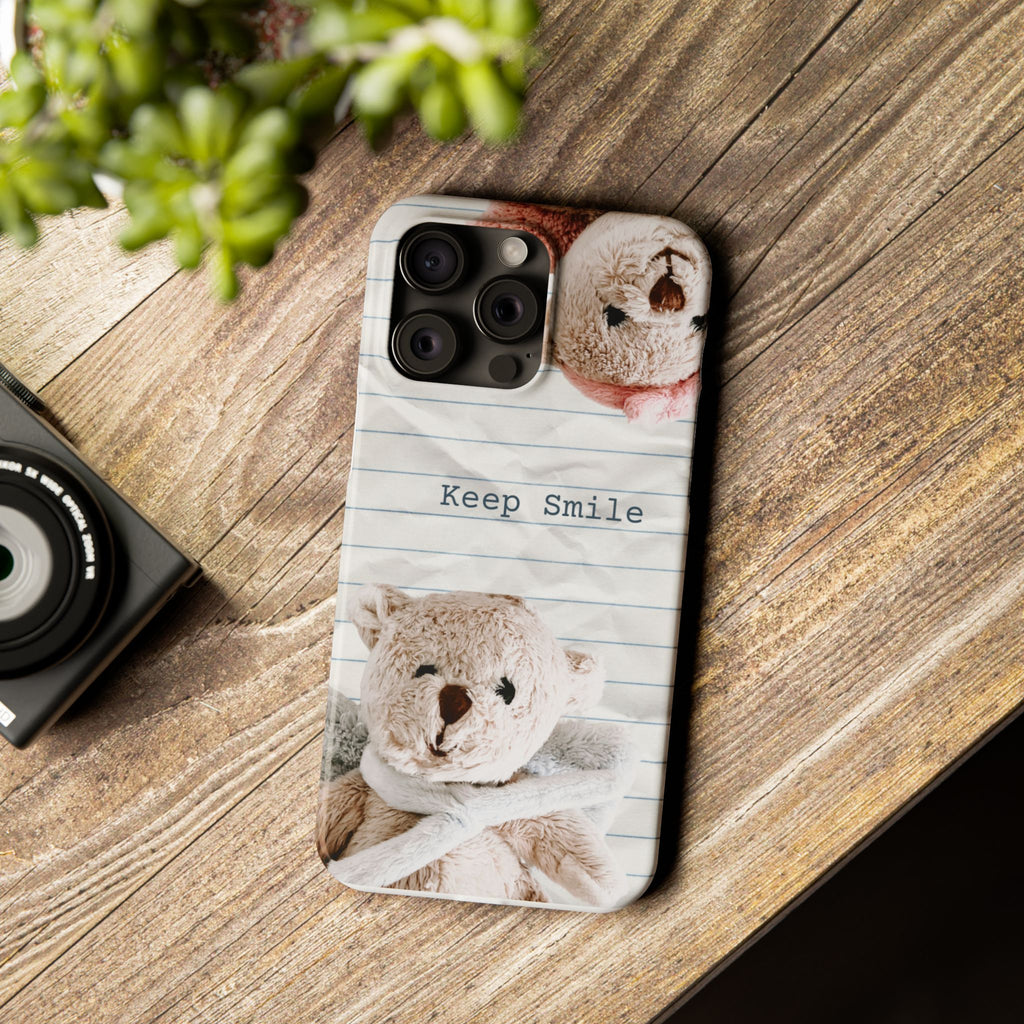 Slim Phone Case — ‘Keep Smile’ Teddy Bear Cute Protective Cover
