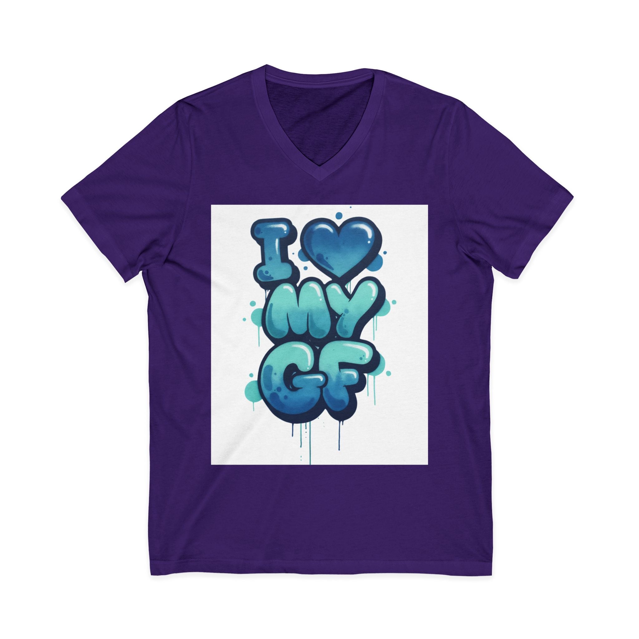 Unisex I Love My GF V-Neck T-Shirt — Cute Graffiti Couple Tee