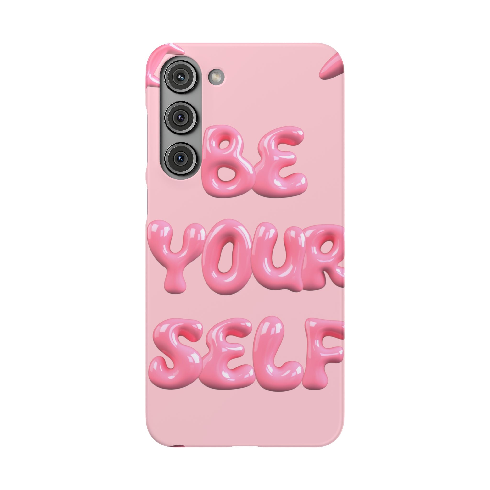 Phone Case - "Be Yourself" Pink Bubble Typography Snap Case