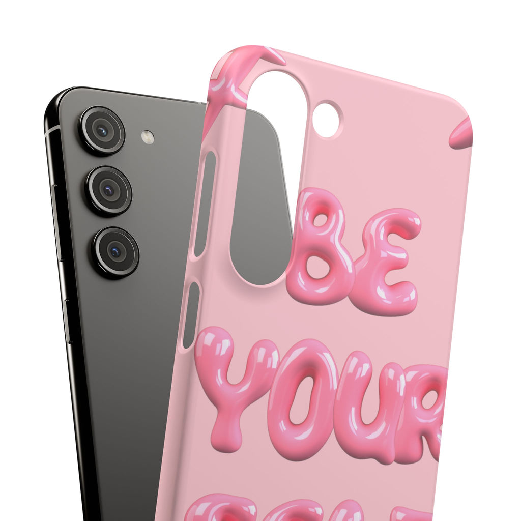 Phone Case - "Be Yourself" Pink Bubble Typography Snap Case