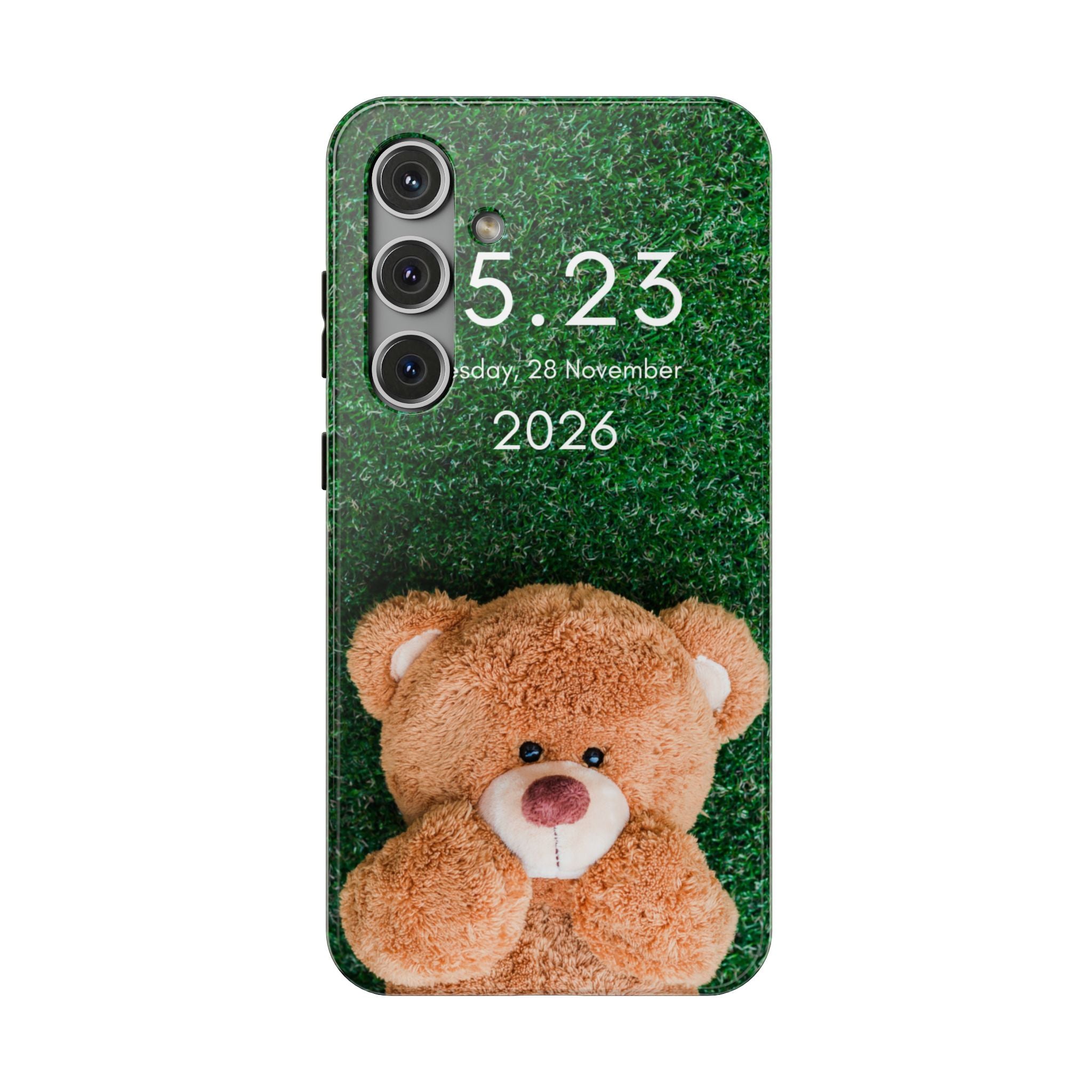 Teddy Bear Grass Phone Case — Cute Plush Toy Design Impact-Resistant Case