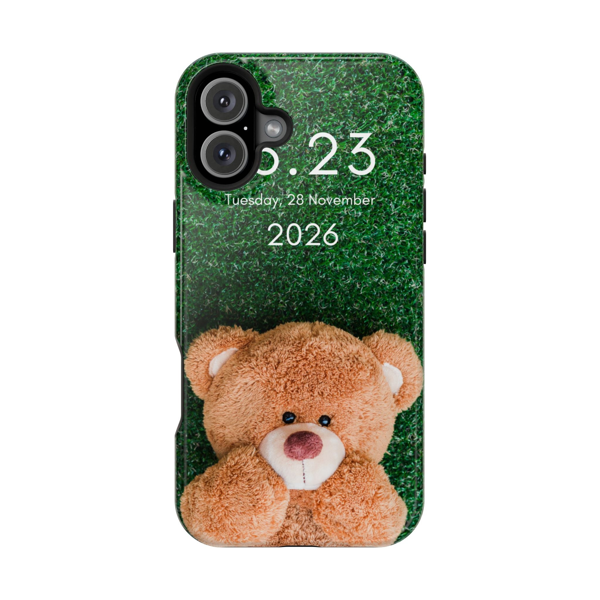 Teddy Bear Grass Phone Case — Cute Plush Toy Design Impact-Resistant Case