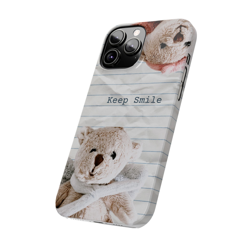 Slim Phone Case — ‘Keep Smile’ Teddy Bear Cute Protective Cover