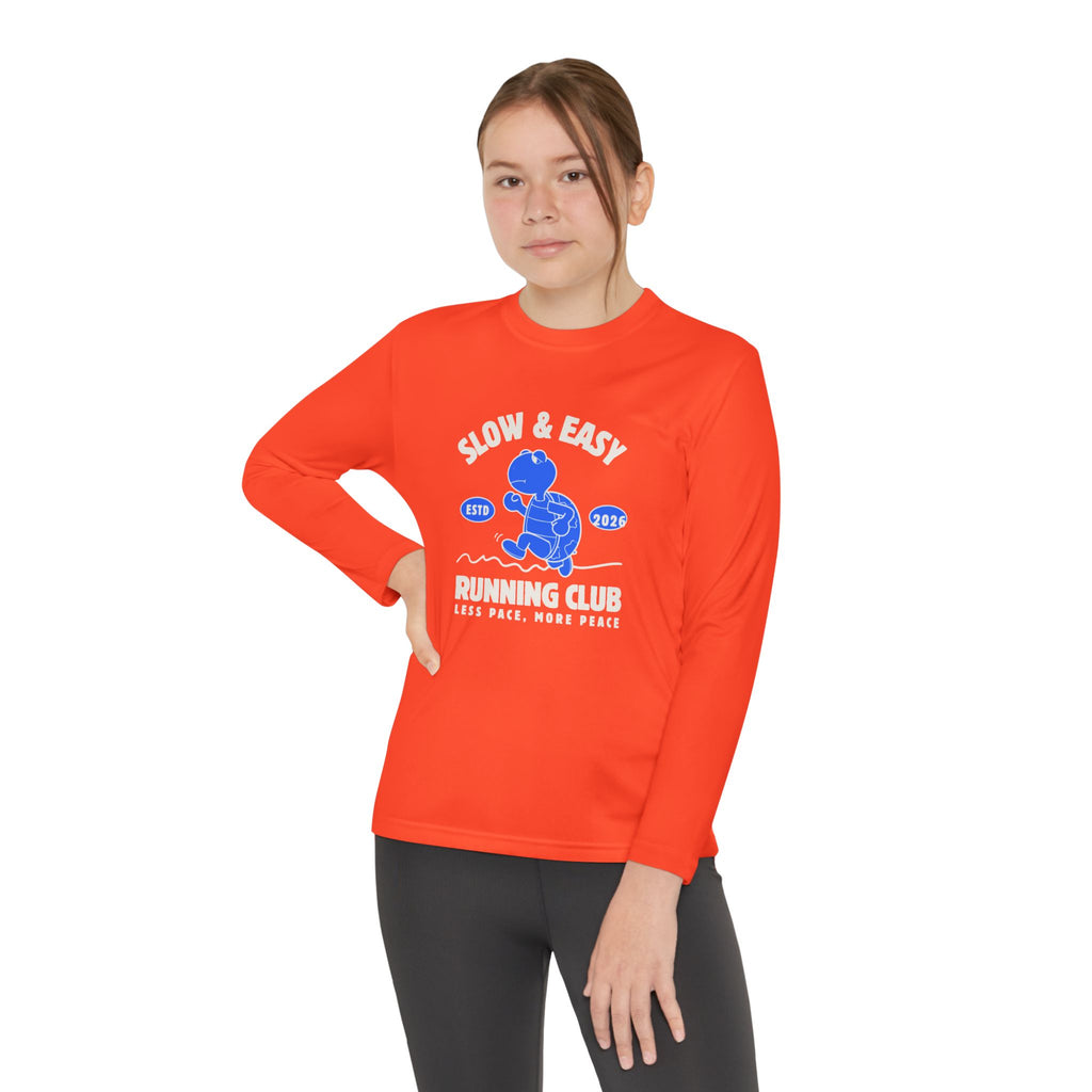 Youth Long Sleeve Tee — "Slow & Easy" Blue Turtle Surf Club Graphic