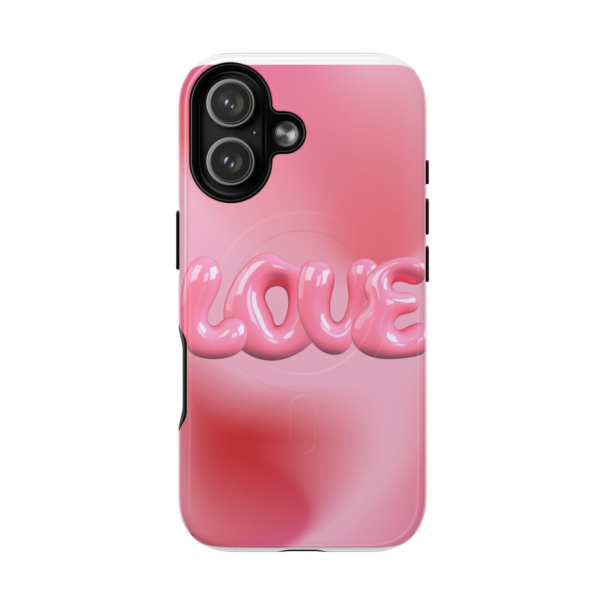 Phone Case — Pink "LOVE" 3D Bubble Tough Magnetic Protective Case
