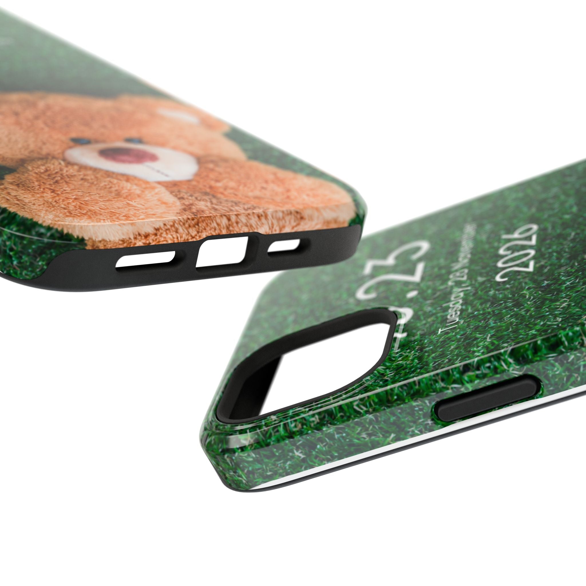 Teddy Bear Grass Phone Case — Cute Plush Toy Design Impact-Resistant Case
