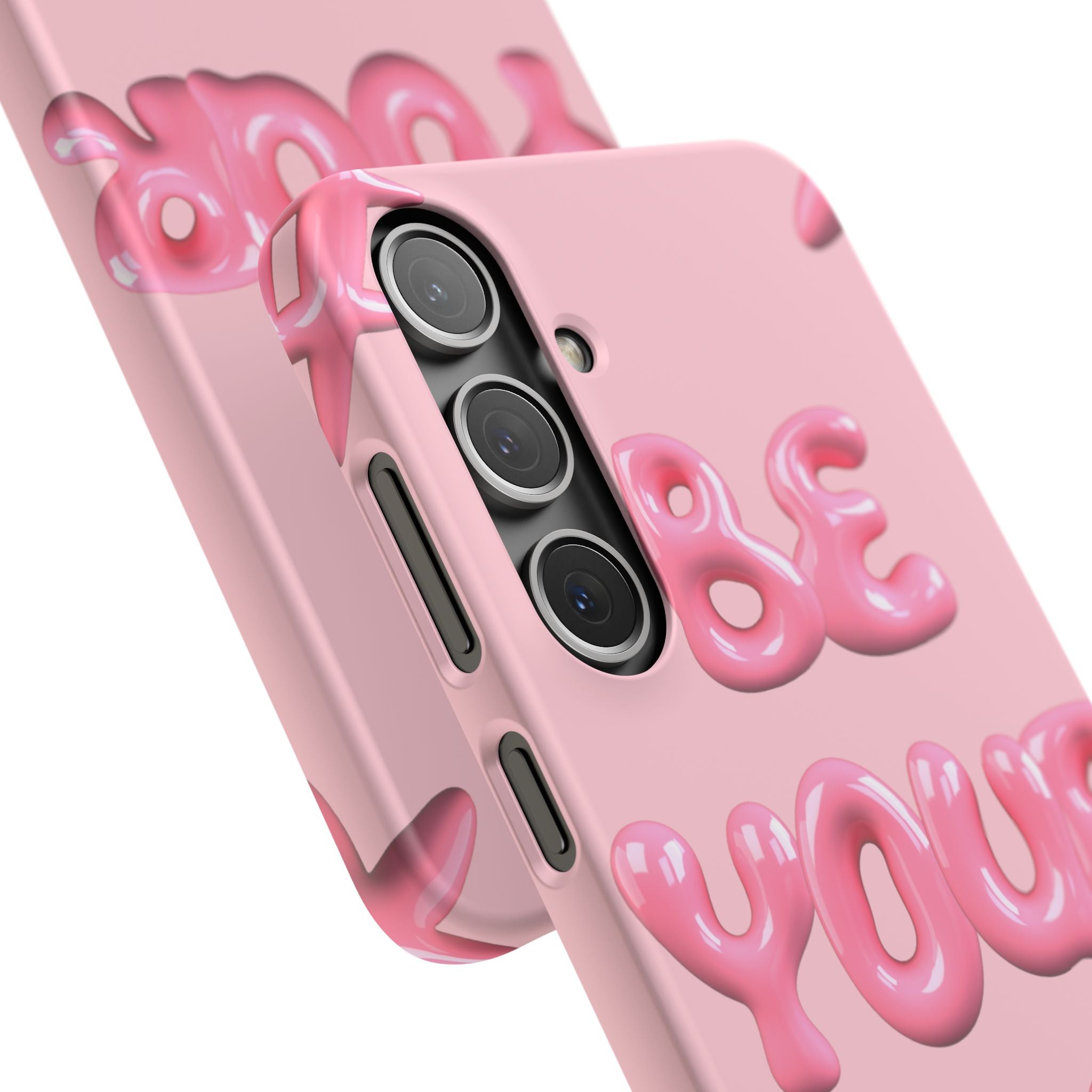 Phone Case - "Be Yourself" Pink Bubble Typography Snap Case