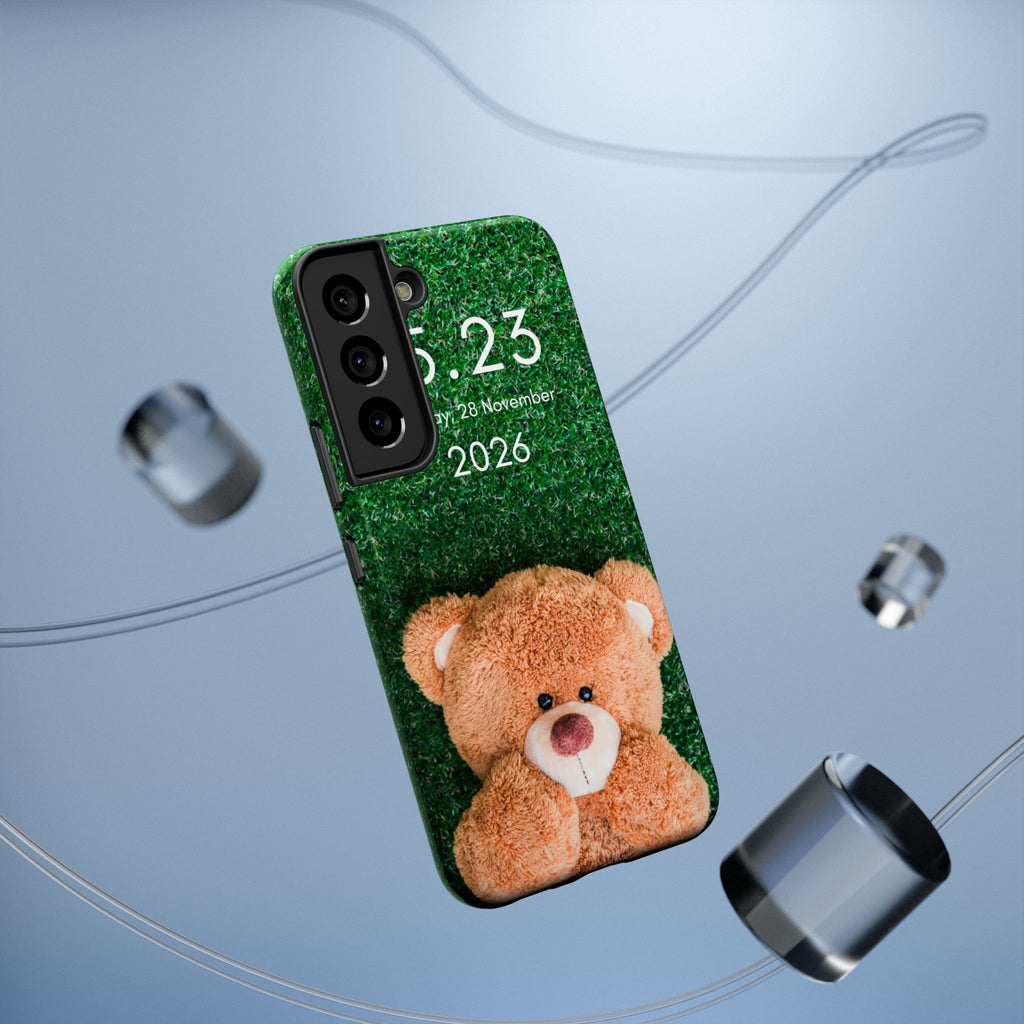Teddy Bear Grass Phone Case — Cute Plush Toy Design Impact-Resistant Case