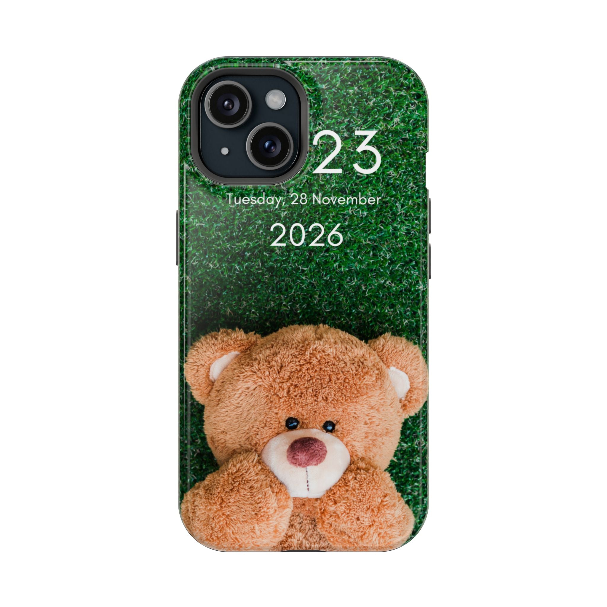 Teddy Bear Grass Phone Case — Cute Plush Toy Design Impact-Resistant Case