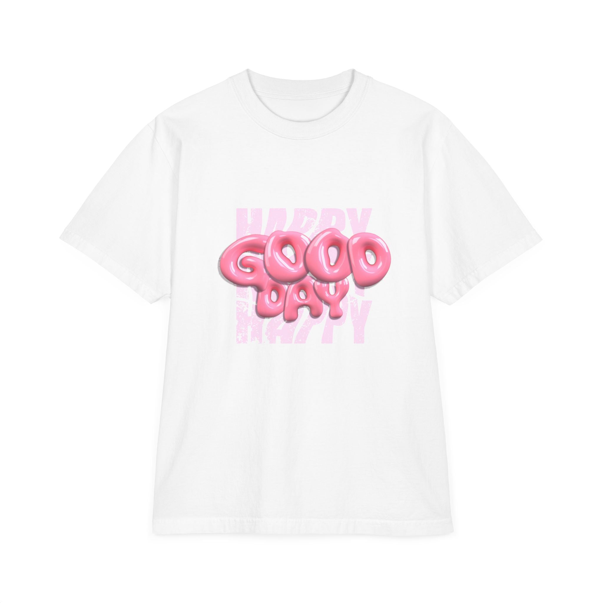 T-Shirt — Pink 'Good Day' Balloon Text Graphic Tee