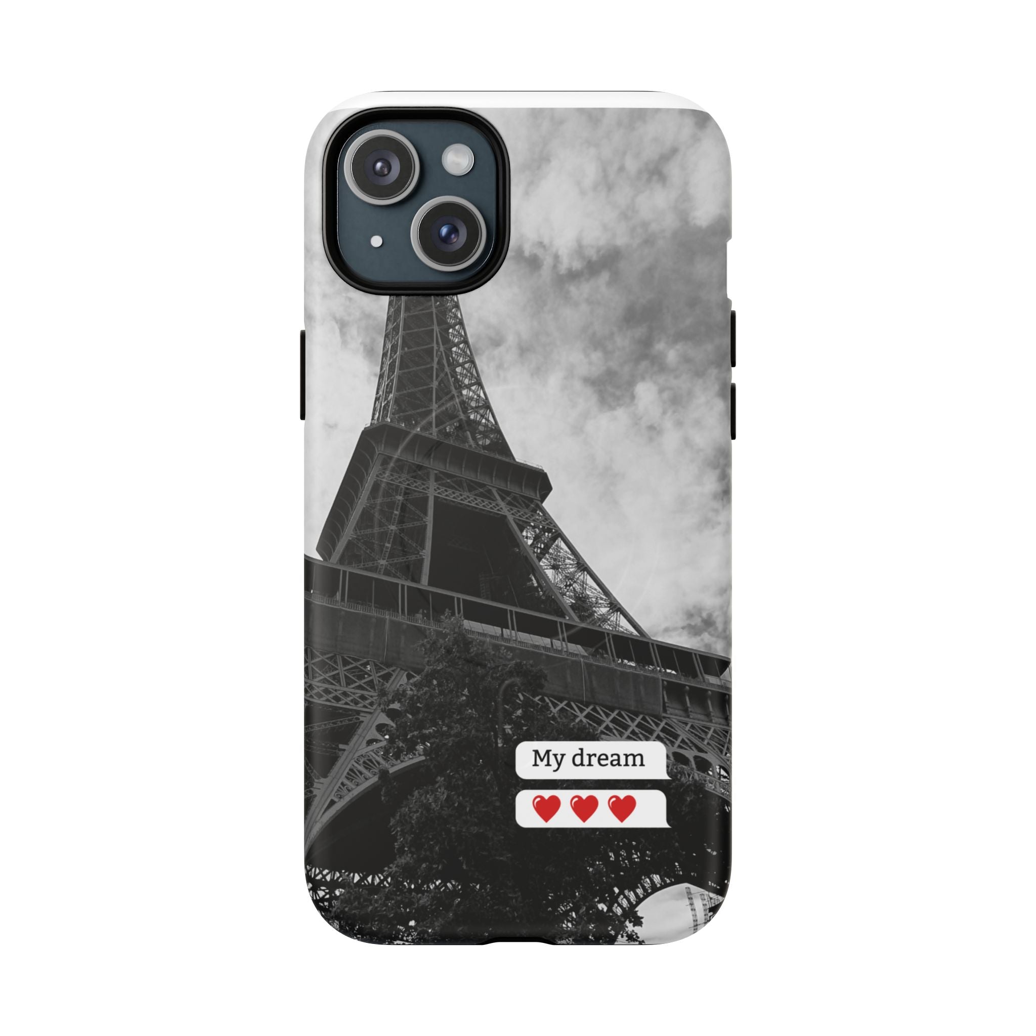 Eiffel Tower 'My Dream' Tough Magnetic Phone Case — Black & White Travel Protective Cover