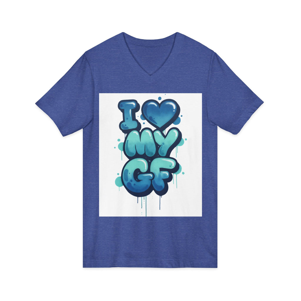 Unisex I Love My GF V-Neck T-Shirt — Cute Graffiti Couple Tee