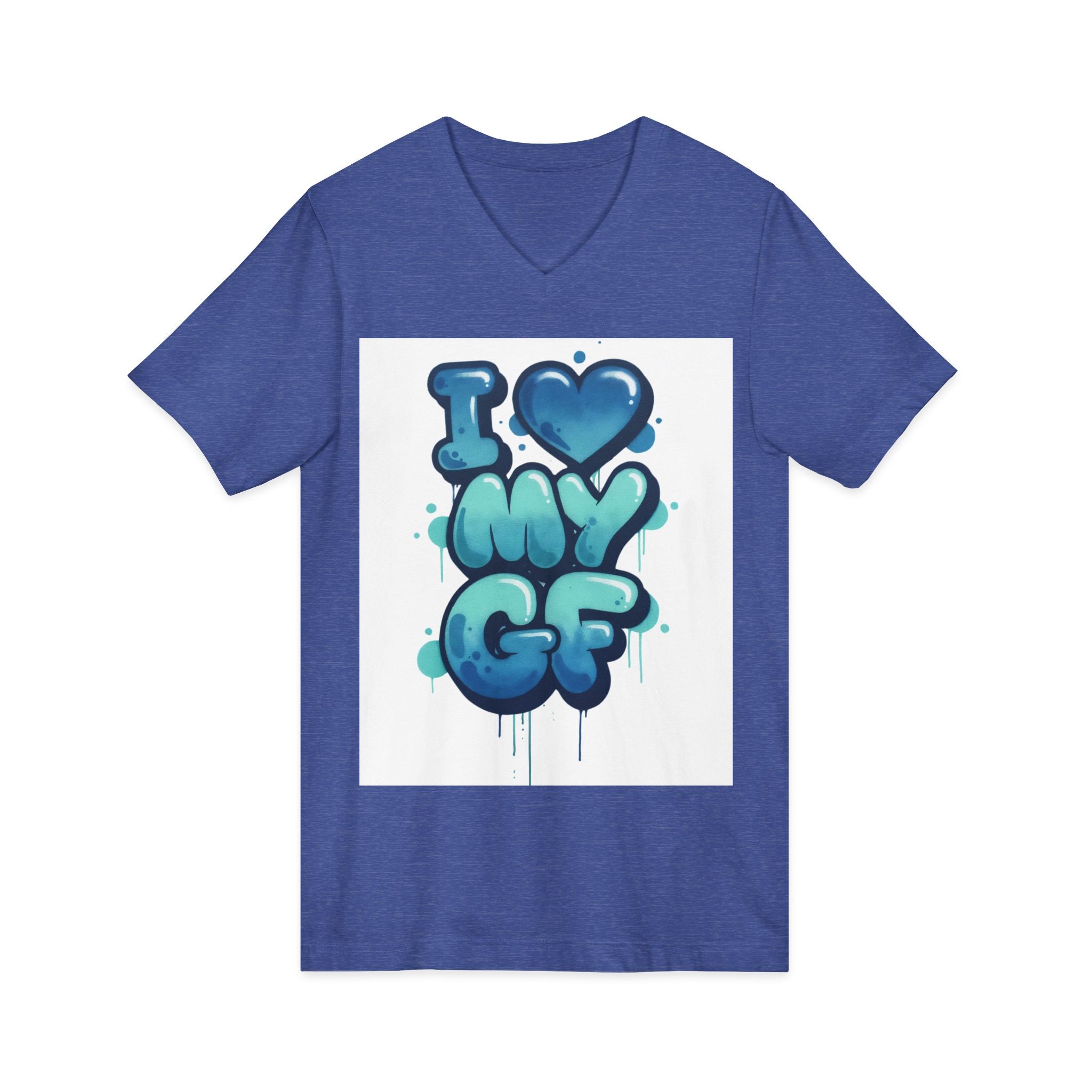 Unisex I Love My GF V-Neck T-Shirt — Cute Graffiti Couple Tee