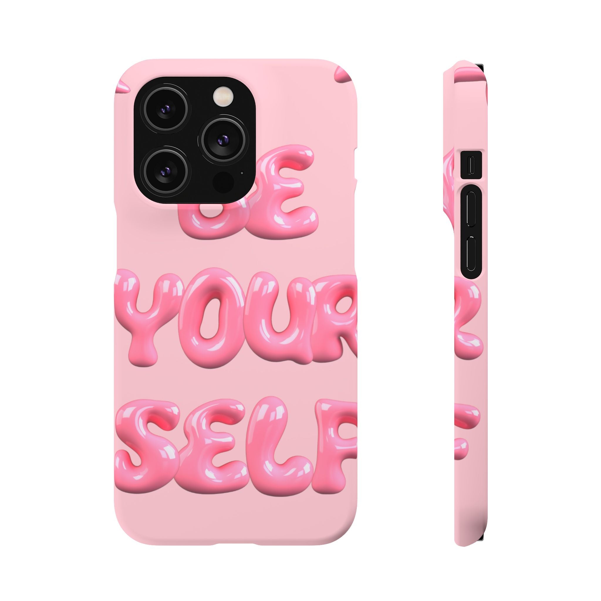 Phone Case - "Be Yourself" Pink Bubble Typography Snap Case