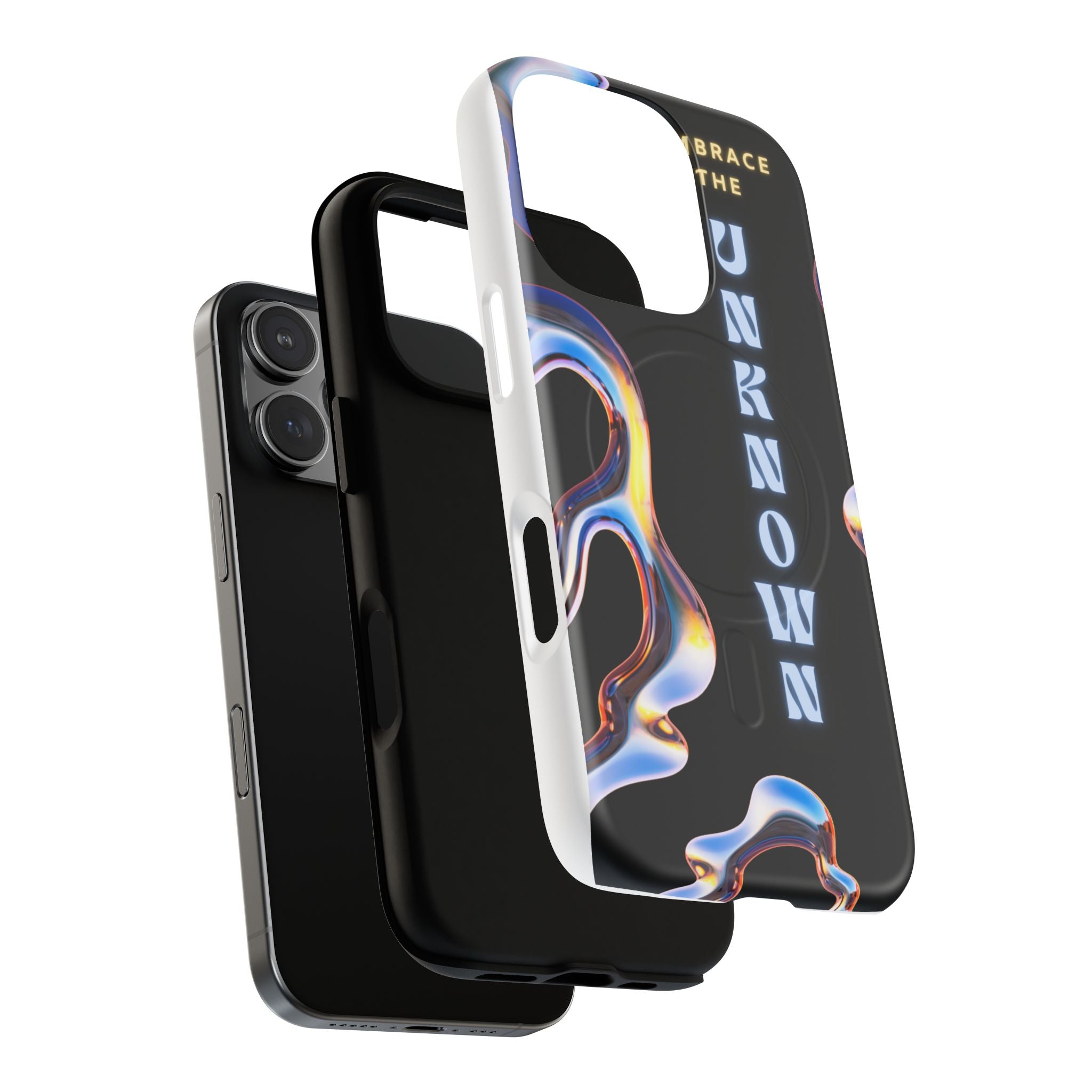 Tough Magnetic Case — "Embrace the Unknown" Black Iridescent Phone Cover